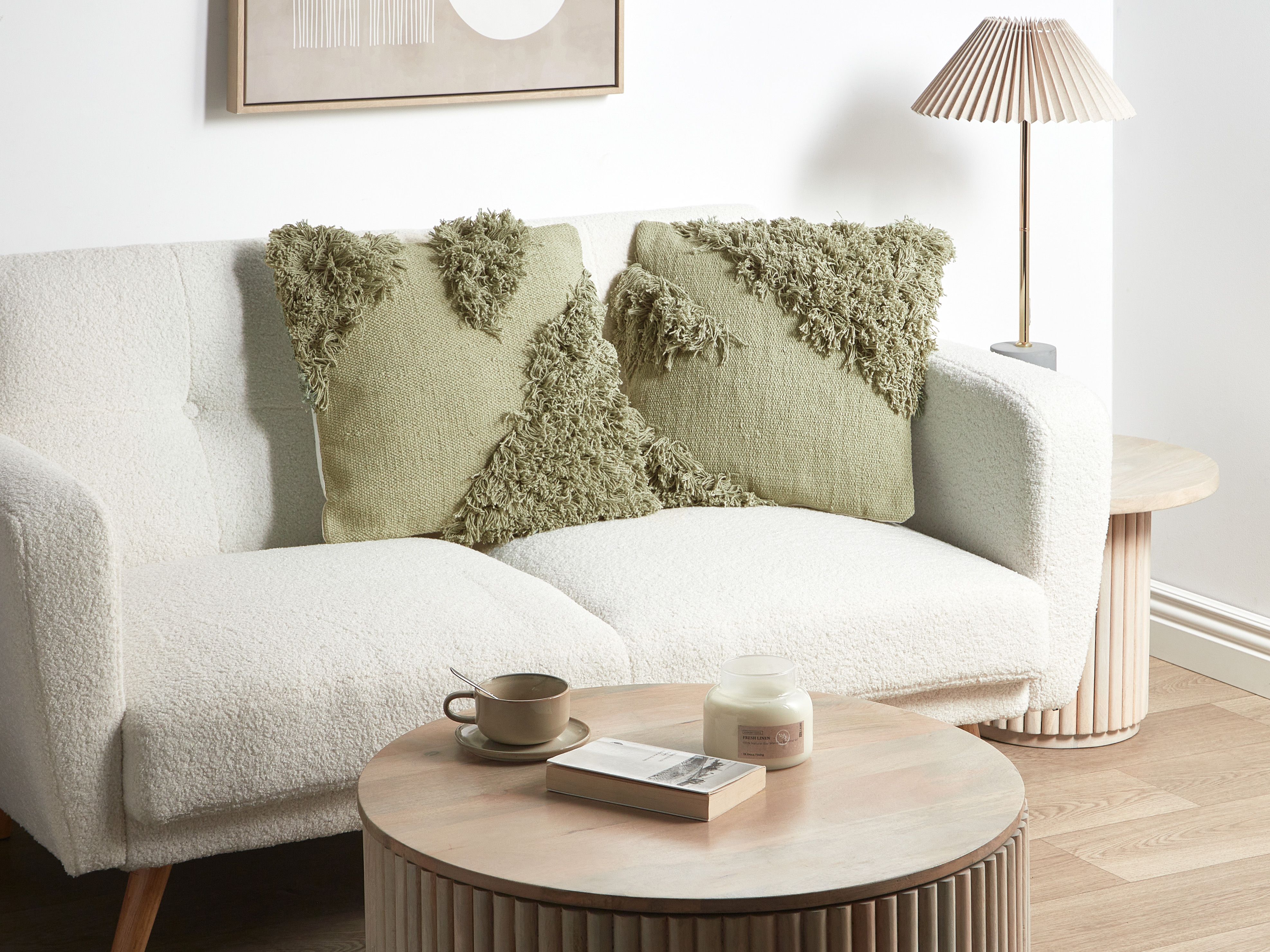 Set of 2 Decorative Cushions SOURWOOD Cotton 45 x 45 cm Light Green Geometric Pattern