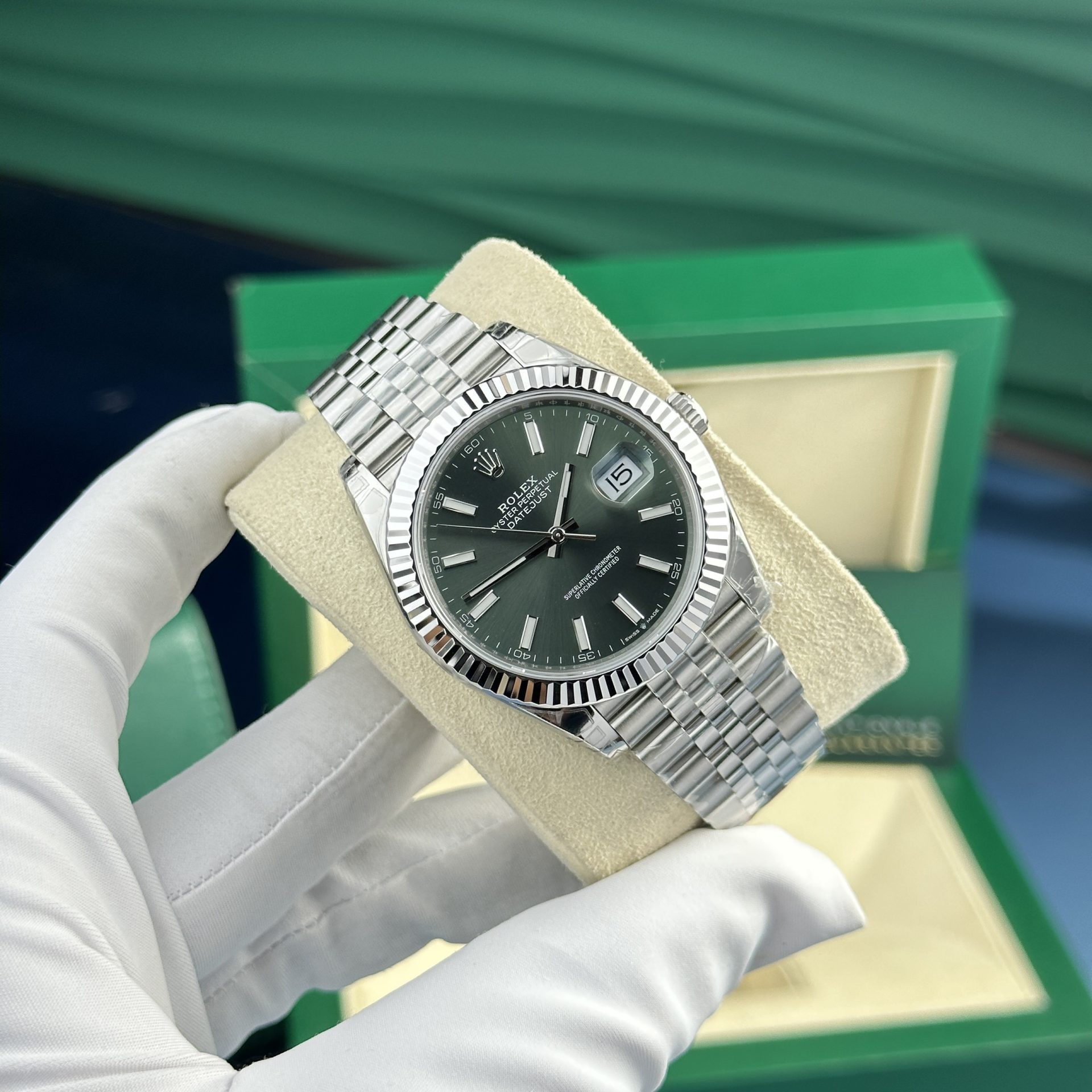 Rolex Replica Watch DateJust 126334 Green Dial VS Factory 41mm - Elite Watch Atelier