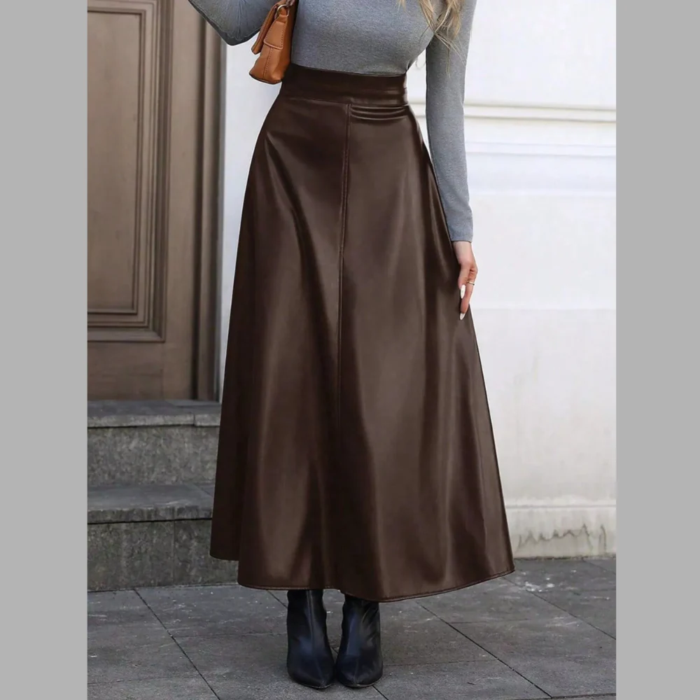 Leather A-Line Midi Skirt - ZKZOOK
