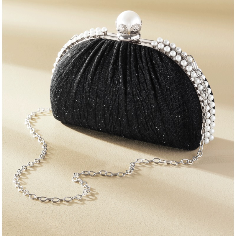 Faux-Pearl Trim Evening Clutch - MIDNIGHT VELVET CATALOG