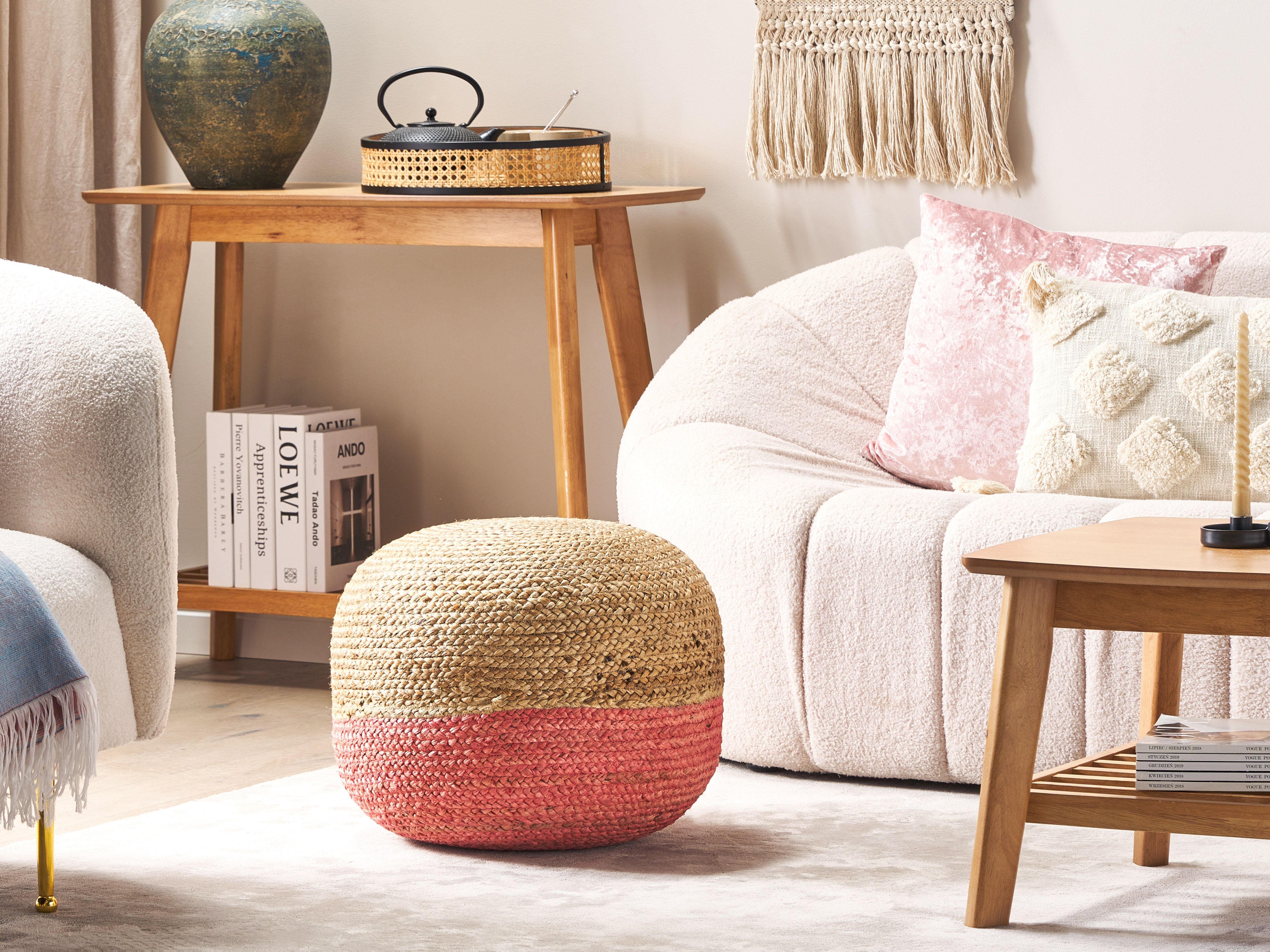 Pouffe DUKI Jute Pink