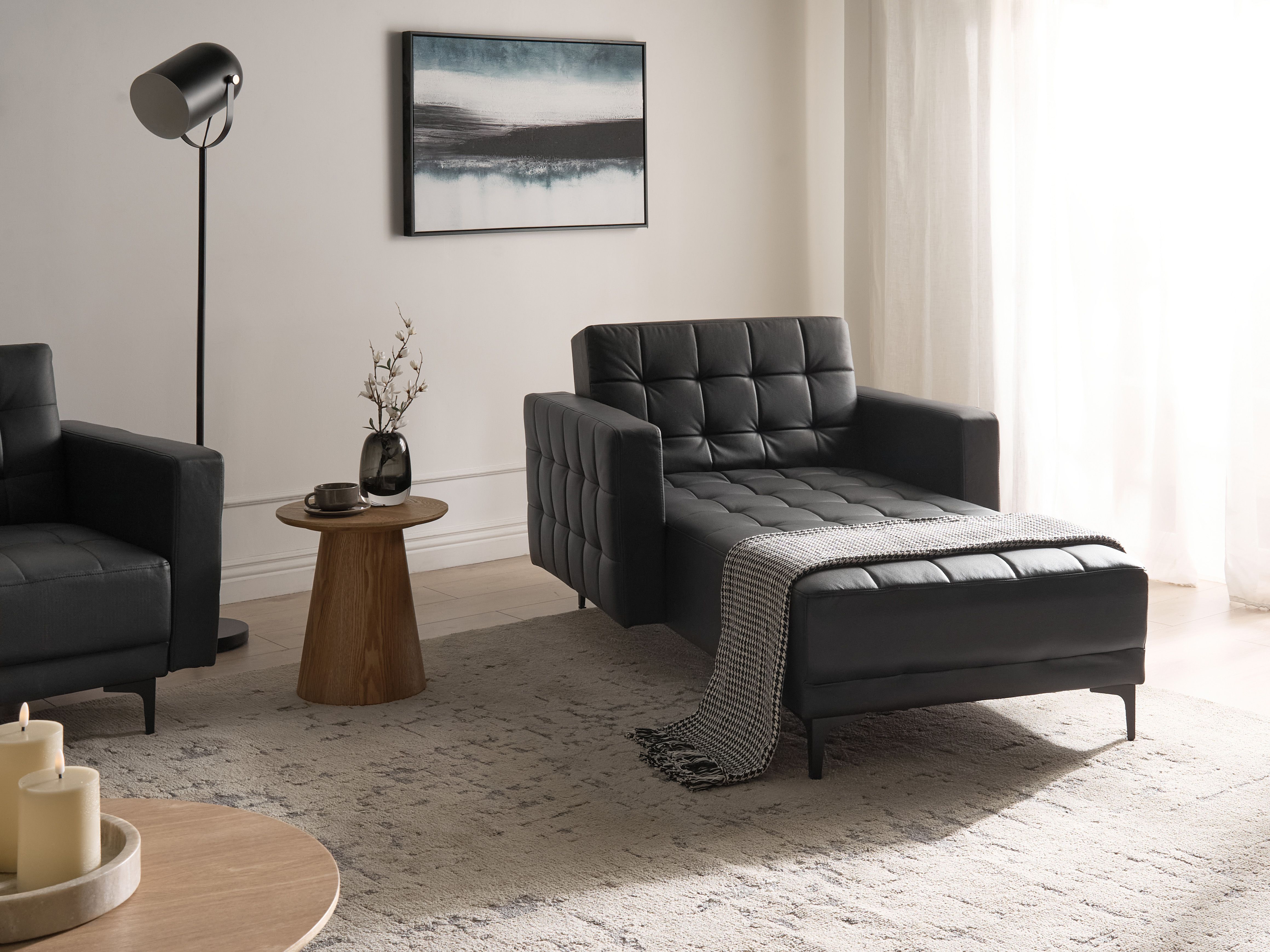 Chaise Longue ABERDEEN Faux Leather Black