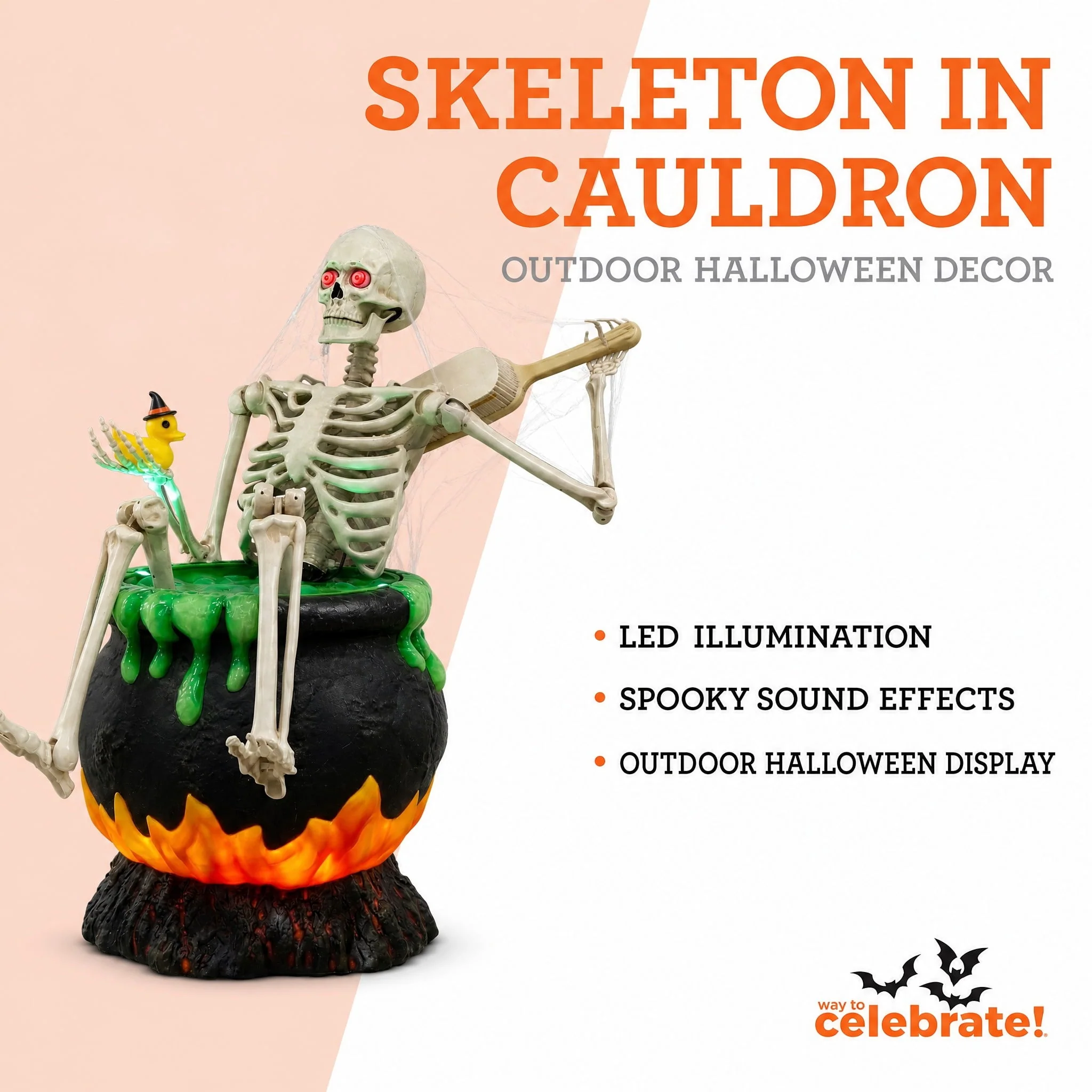 Way To Celebrate Animated Skeleton in Cauldron Halloween Outdoor Decor, 43 in - Image 3 Way To Celebrate Animated Skeleton in Cauldron Halloween Outdoor Decor, 43 in - Image 3