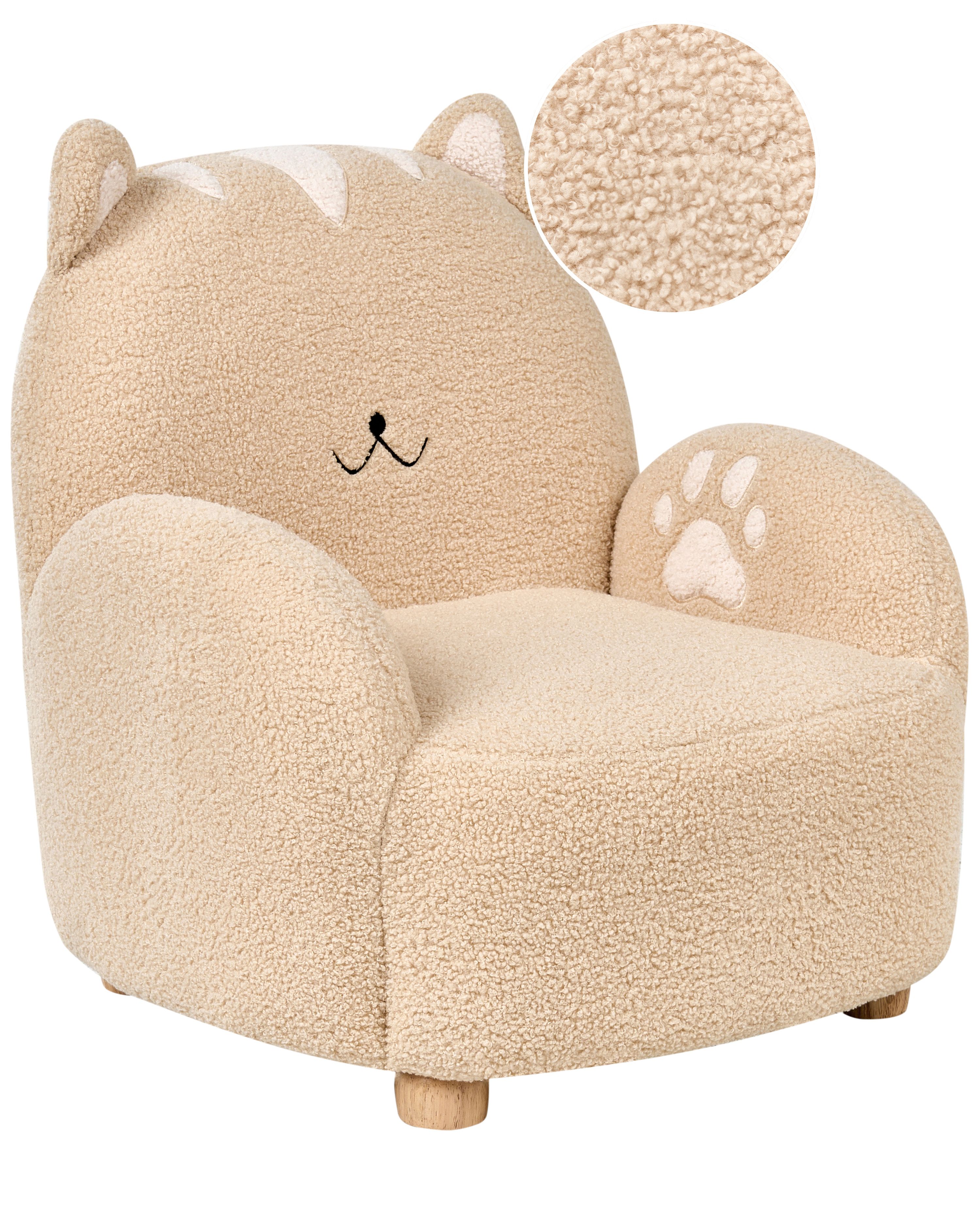 Kids Armchair Cat ZOAR Boucle Beige