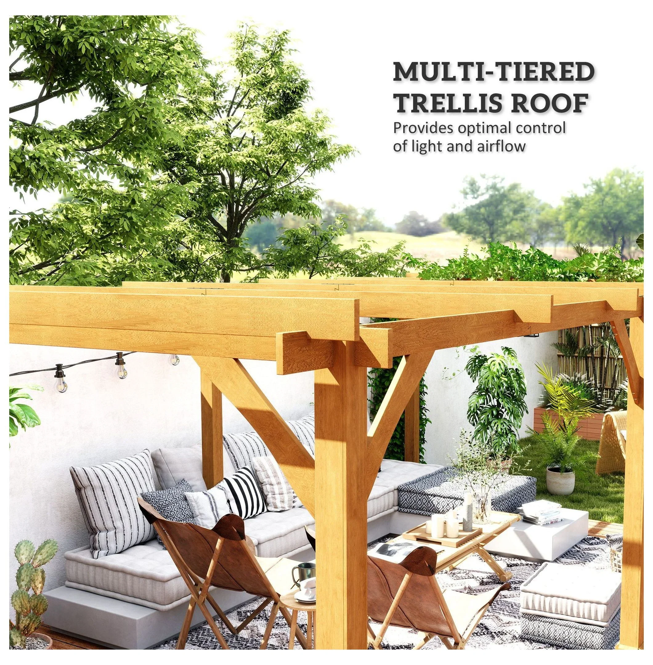 Wood Pergola 20 x 10 ft Dark Brown - Image 5 Wood Pergola 20 x 10 ft Dark Brown - Image 5
