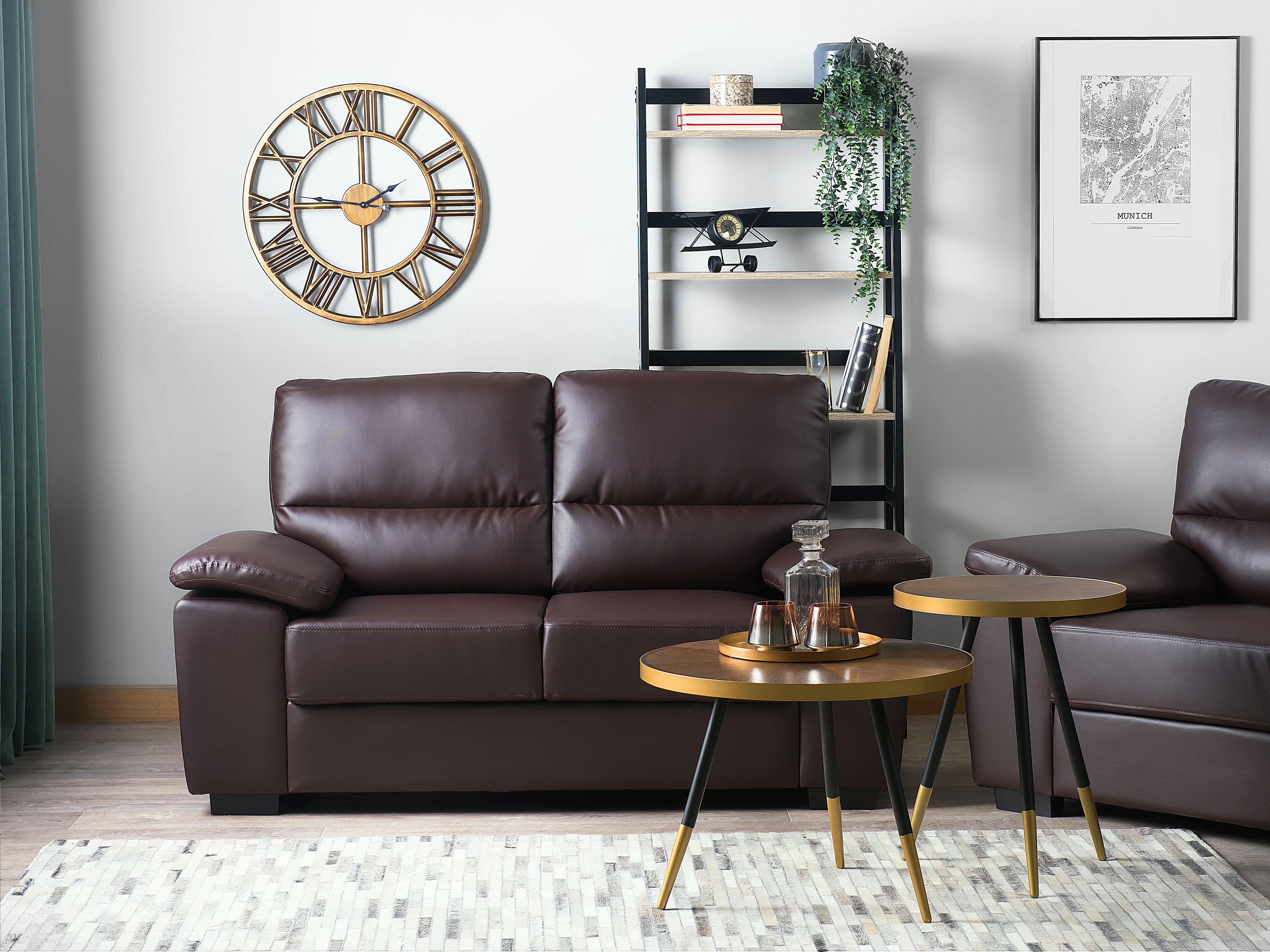 Sofa 2 Seater VOGAR Faux Leather Dark Brown
