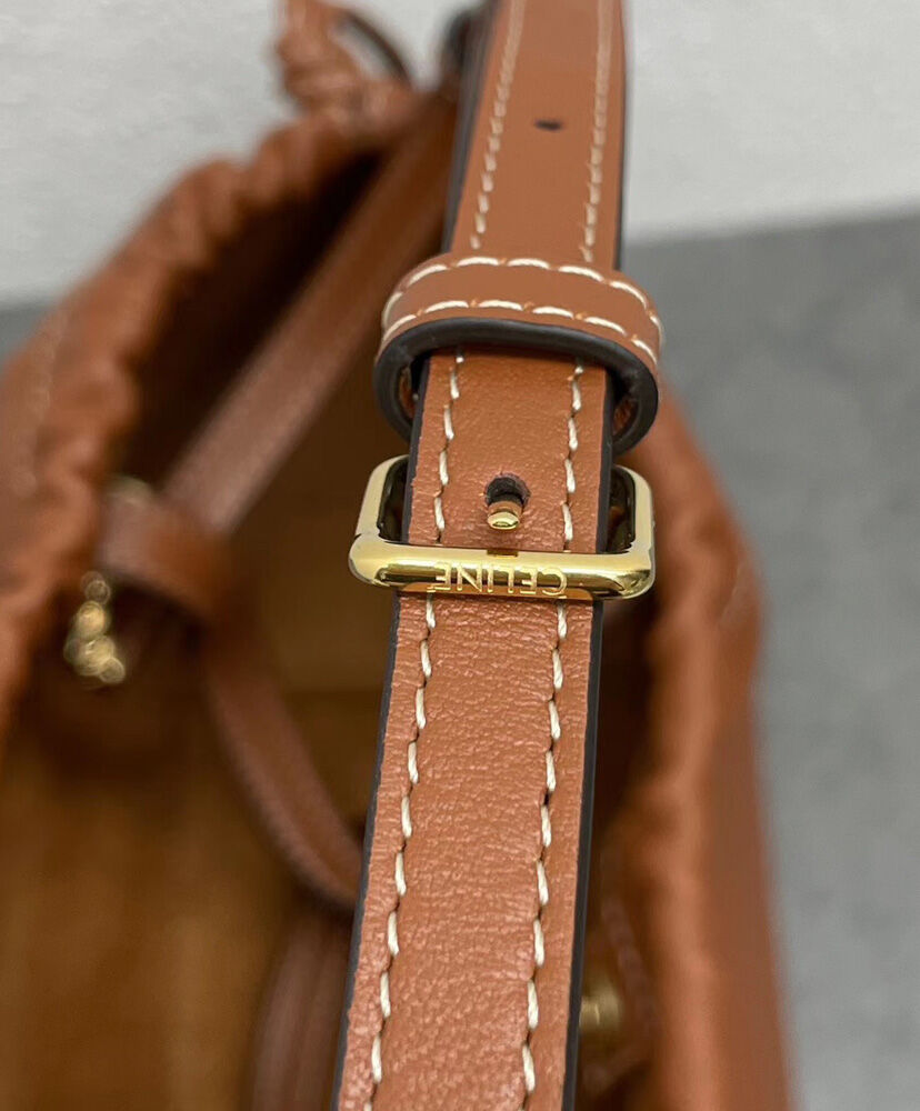 Celine Small Cabas Drawstring Cuir Triomphe In Smooth Calfskin Coffee1:1High-quality replica