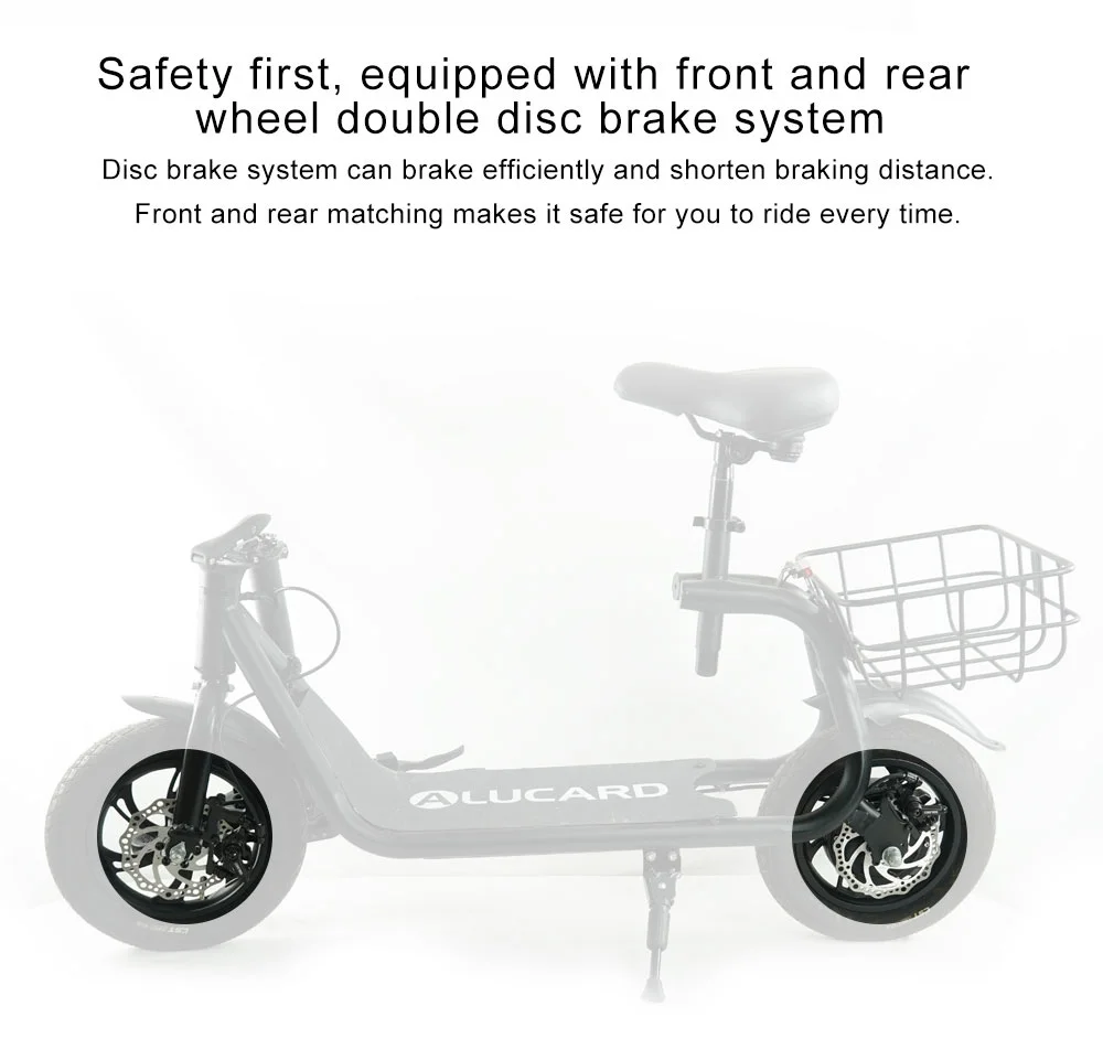Electric Scooter Adult with Seat, 12 inch Tires 350W Motor Foldable E-Bicycle with Basket Dual Disc Brakes - Image 6