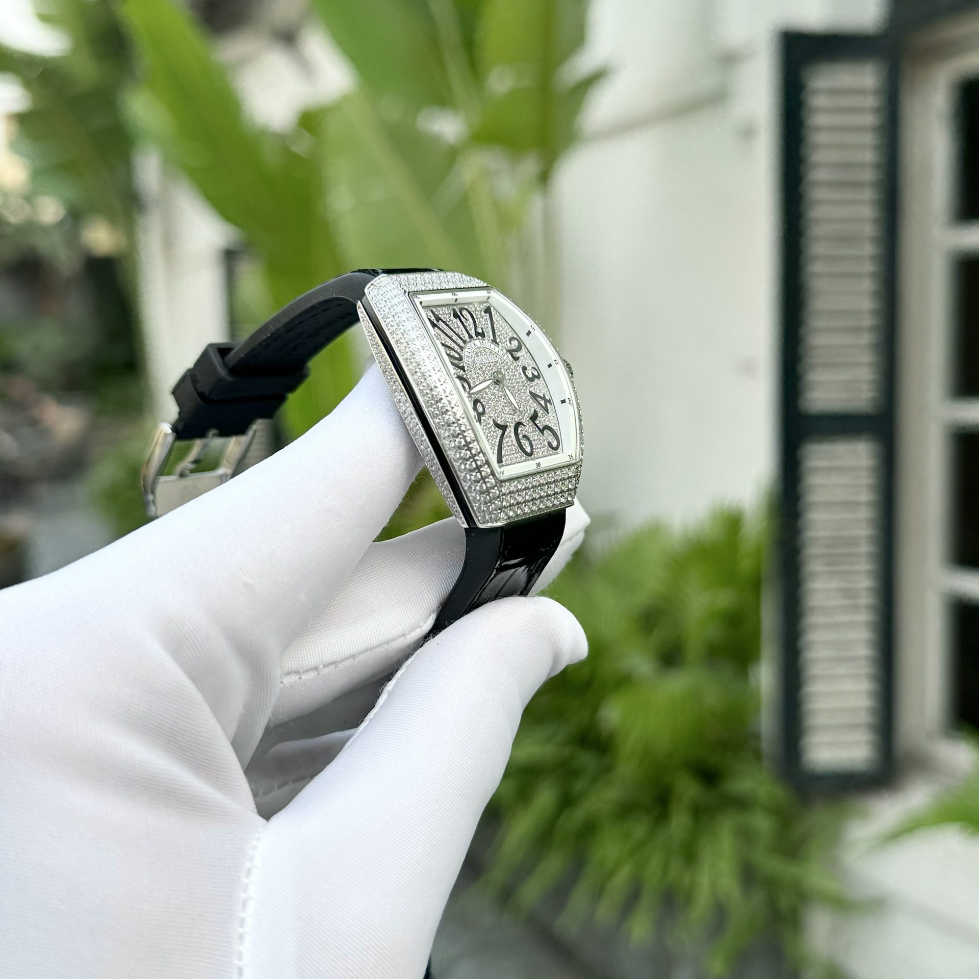 Franck Muller Rep 11 Watch V32 Women s Full Diamonds Black Rubber Strap ABF 32x40mm - Top club