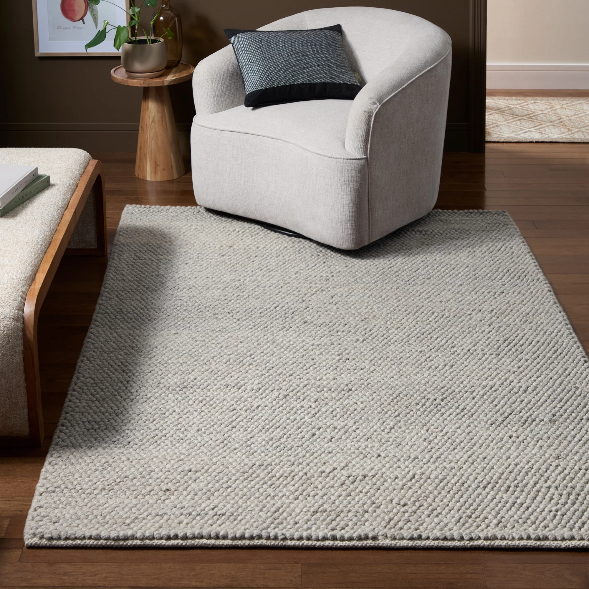 TOWN & COUNTRY TERRA Olea Bubble Texture Handcrafted 100% Wool Area Rug, Beige, 5'x7��
