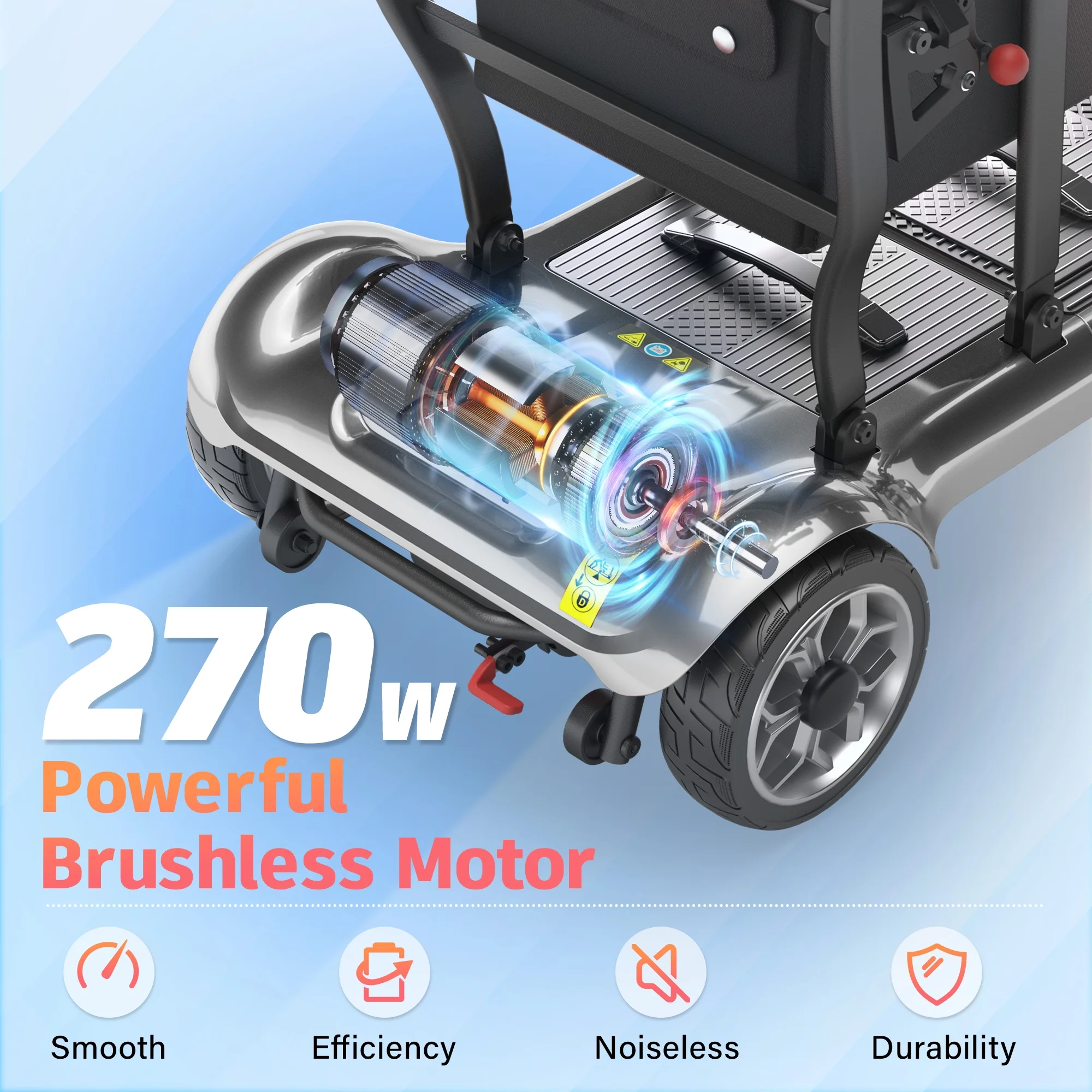 EAGLOG Light Weight 4 Wheels Mobility Scooter for Seniors, Electric Folding Wheelchair Device for Travel, Black - Image 20