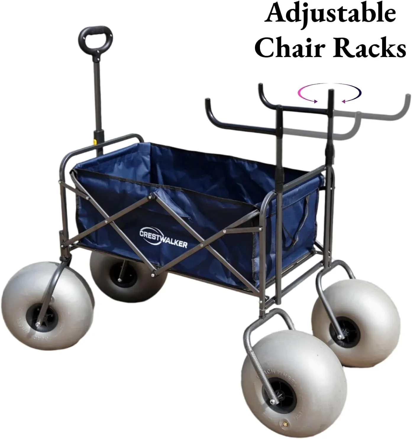 CRESTWALKER Beach Cart With 13in Balloon Wheels, Chair Racks And Pump - Beach Wagon - Image 3 CRESTWALKER Beach Cart With 13in Balloon Wheels, Chair Racks And Pump - Beach Wagon - Image 3