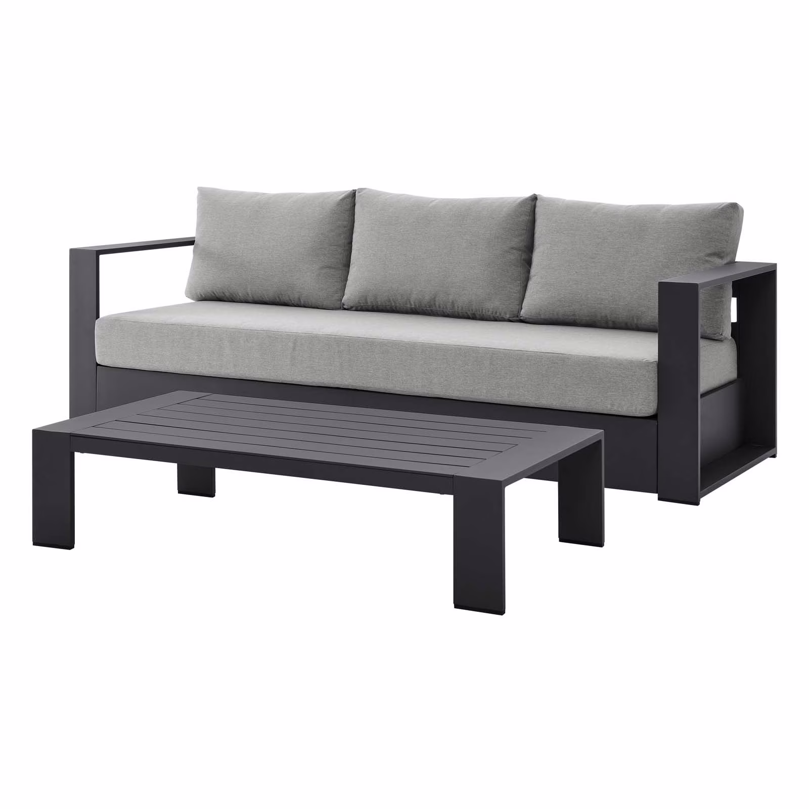 Lounge Sofa Table Set, Grey Gray, Aluminum, Metal, Fabric, Modern Contemporary, Outdoor Patio Balcony Cafe Bistro Garden Furniture Hotel Hospitality - Image 3