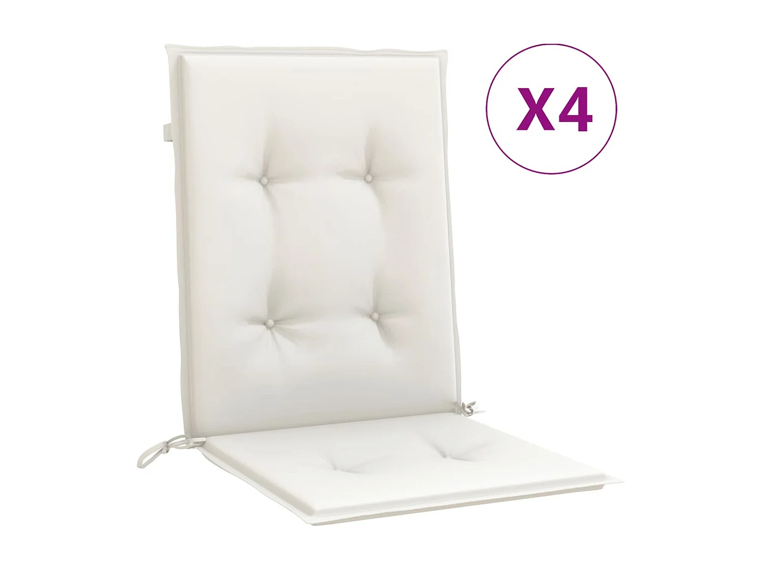 Coussins de chaise à dossier bas lot de 4 crème mélangé tissu