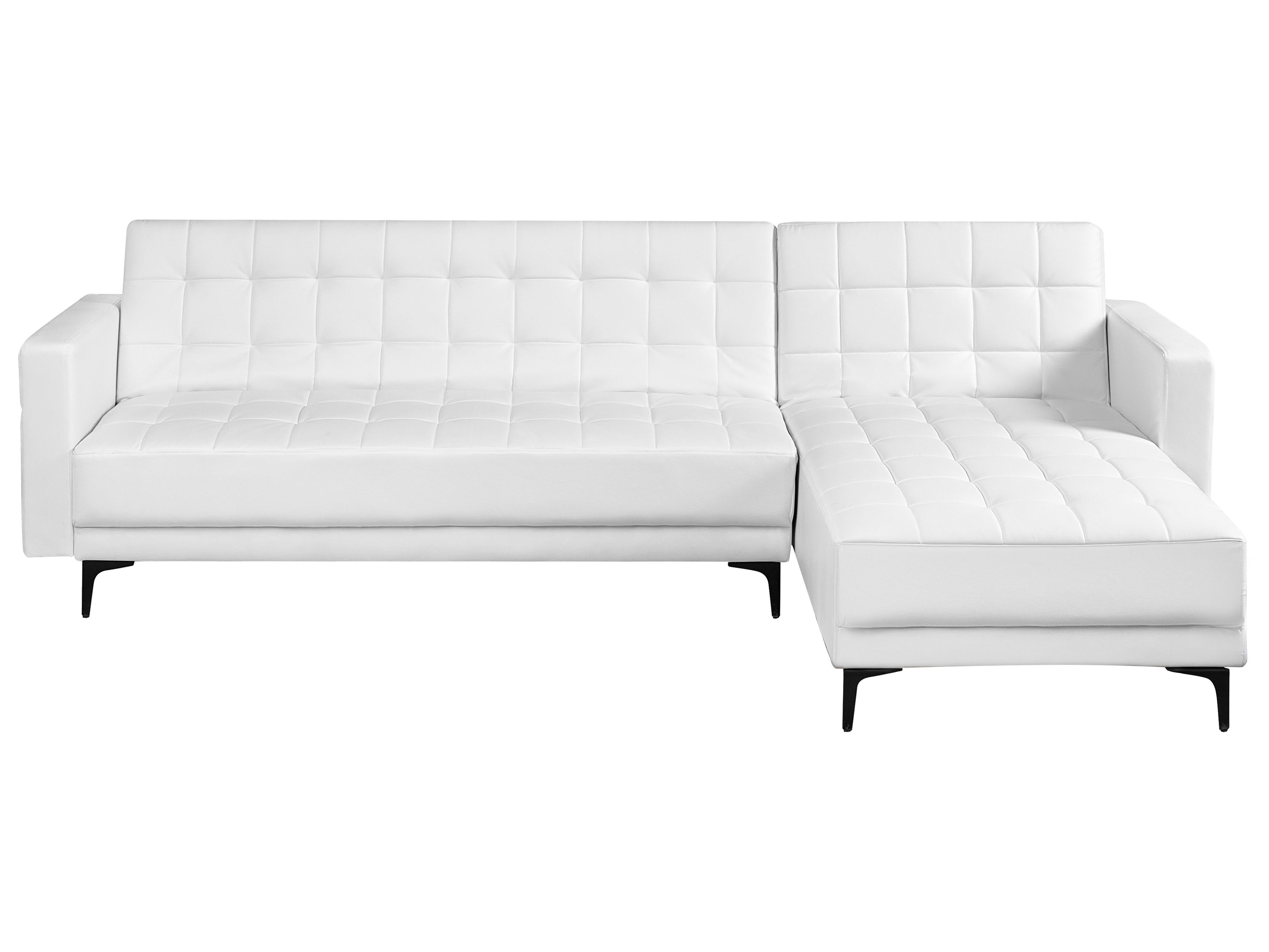 Modular Corner Sofa Bed 4 Seater ABERDEEN Faux Leather White Left Hand