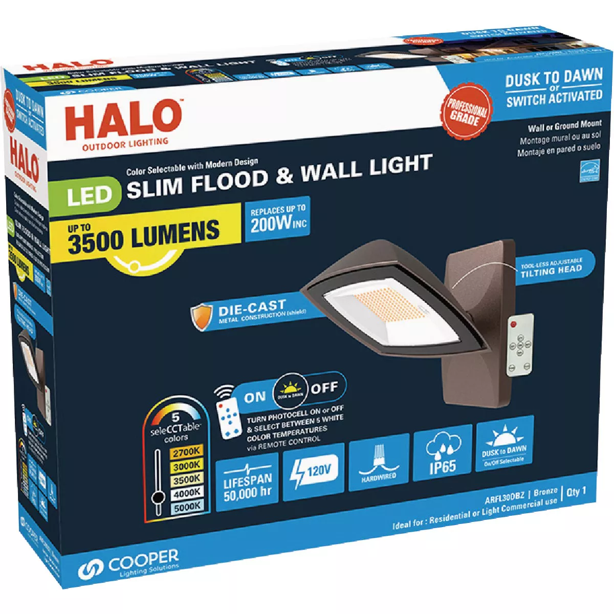 Halo Bronze Dusk to Dawn 30W LED Wall Floodlight