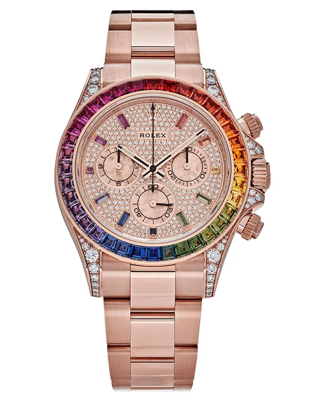 Rolex Daytona Rose Gold Rainbow Bezel Diamond Dial 116595RBOW(1:1 replica) - Elite Watch Atelier