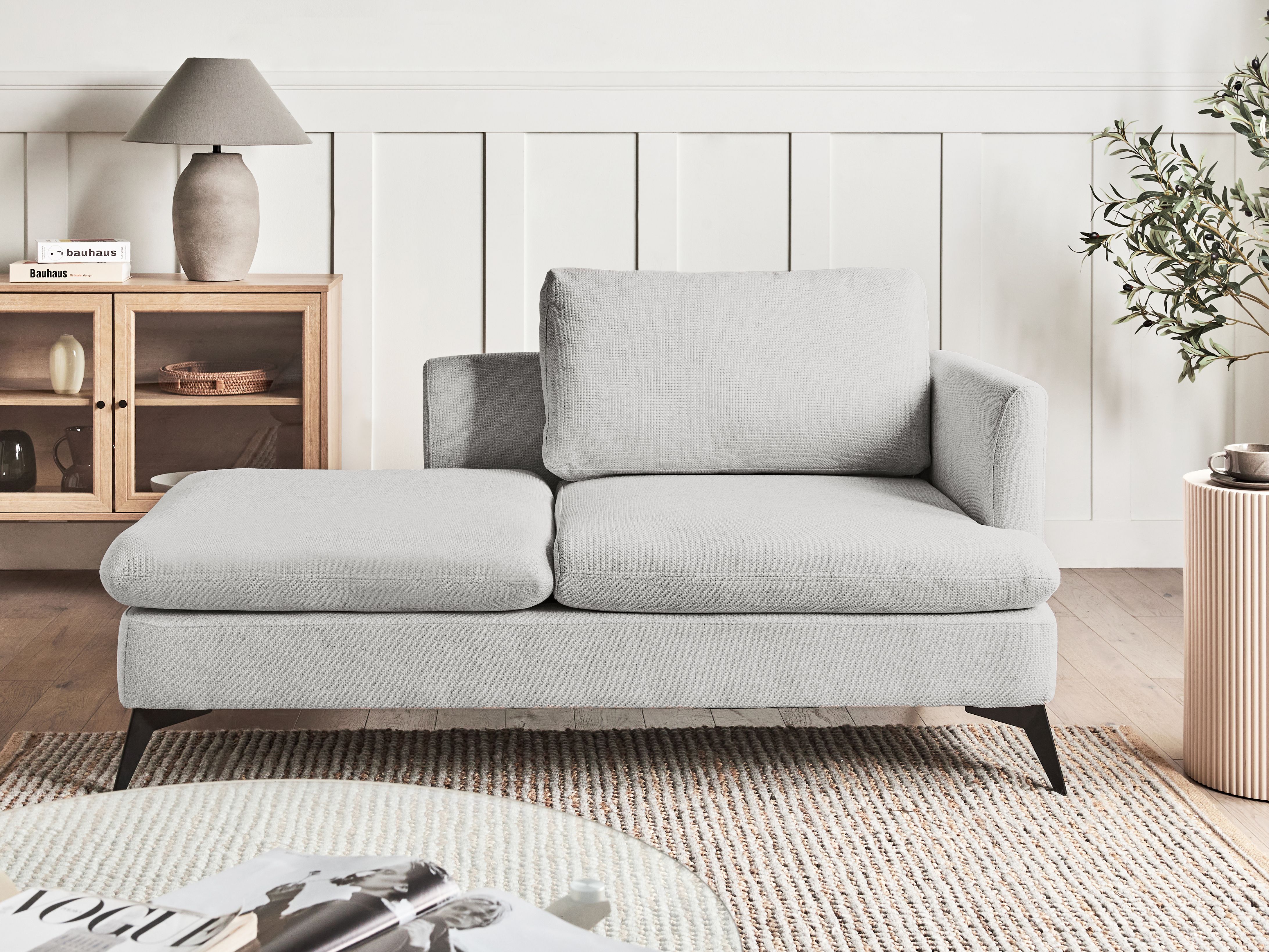 Right-Hand Chaise Lounge SIEVOZ Fabric Light Grey