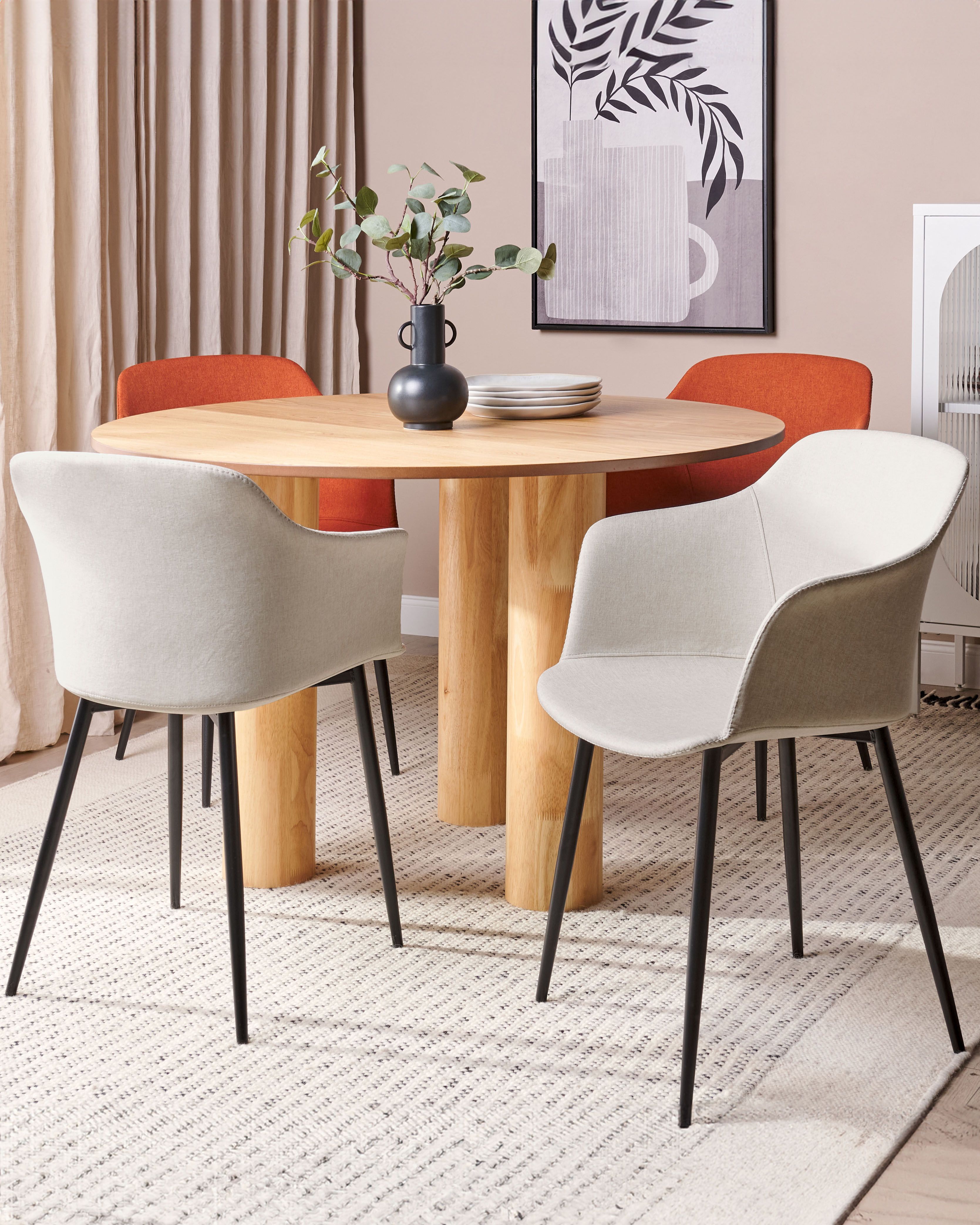 Set of 2 Dining Chairs ELIM Fabric Light Beige