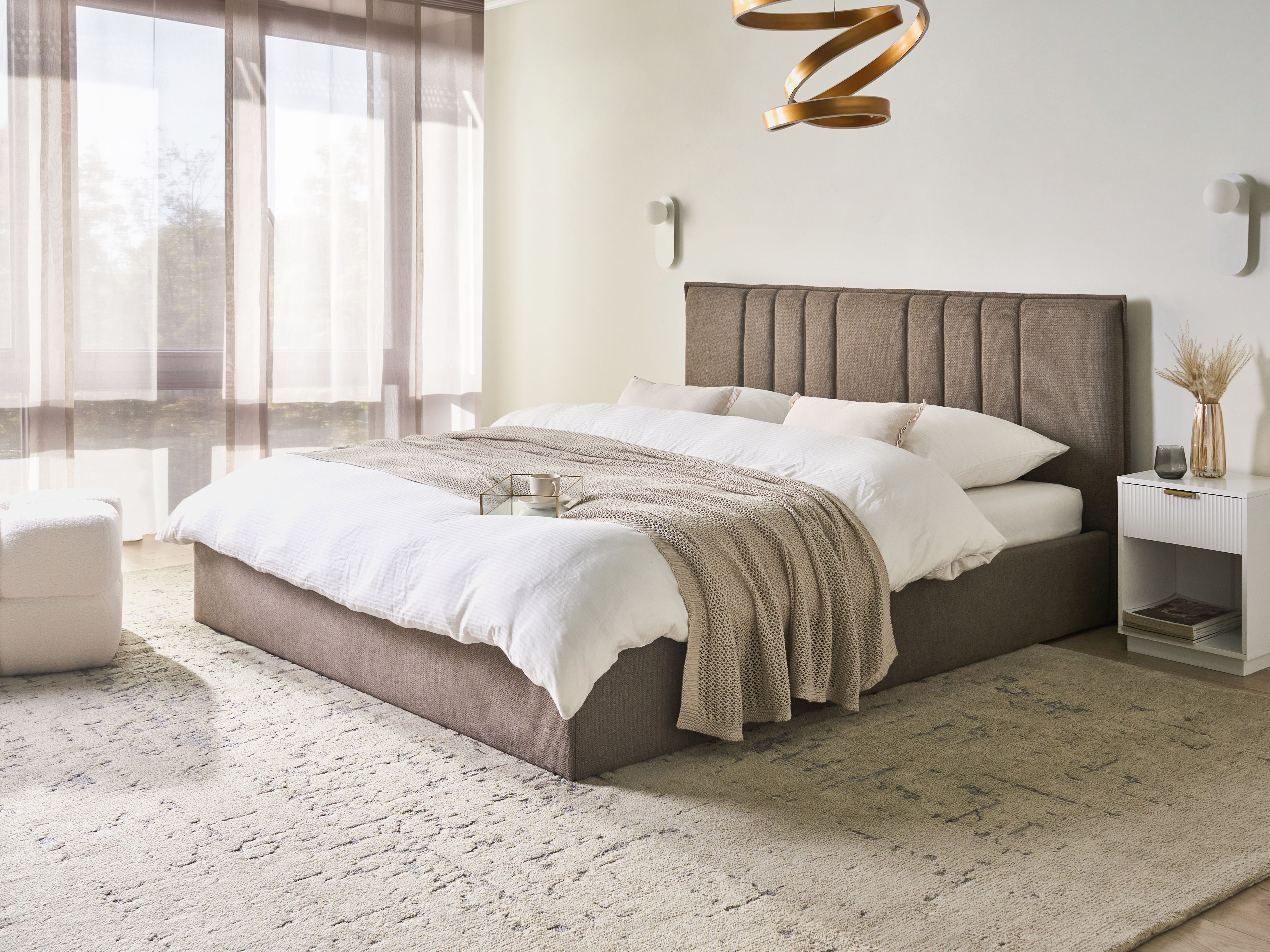 Ottoman Bed Fabric TARASCON 180 x 200 cm (EU Super King) Taupe