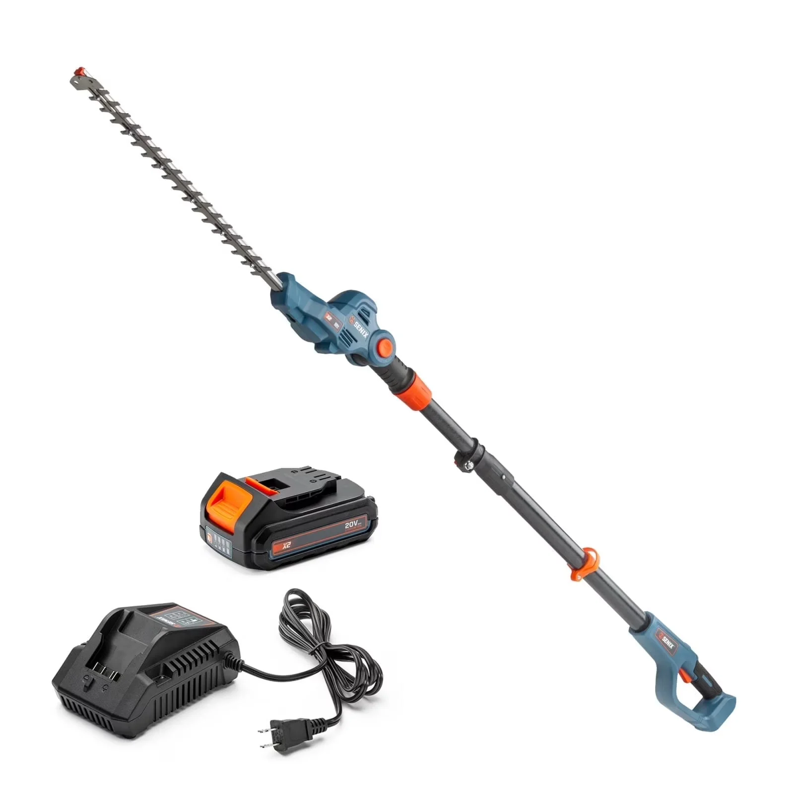 SENIX Cordless Pole Hedge Trimmer, 20 Volt Max, 18-Inch Cutting, 21-Inch Blade - HTPX2-M SENIX Cordless Pole Hedge Trimmer, 20 Volt Max, 18-Inch Cutting, 21-Inch Blade - HTPX2-M