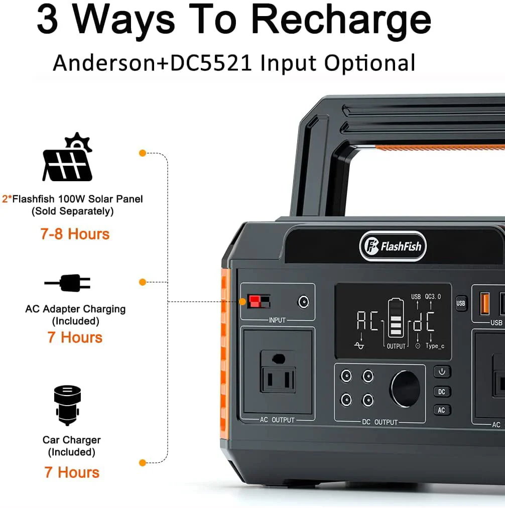 Flashfish 560W Portable Power Station, 520Wh/140400mAh Solar Generator for CPAP Machine Outdoor RV/Van Camping Blackout Emergency - Image 6