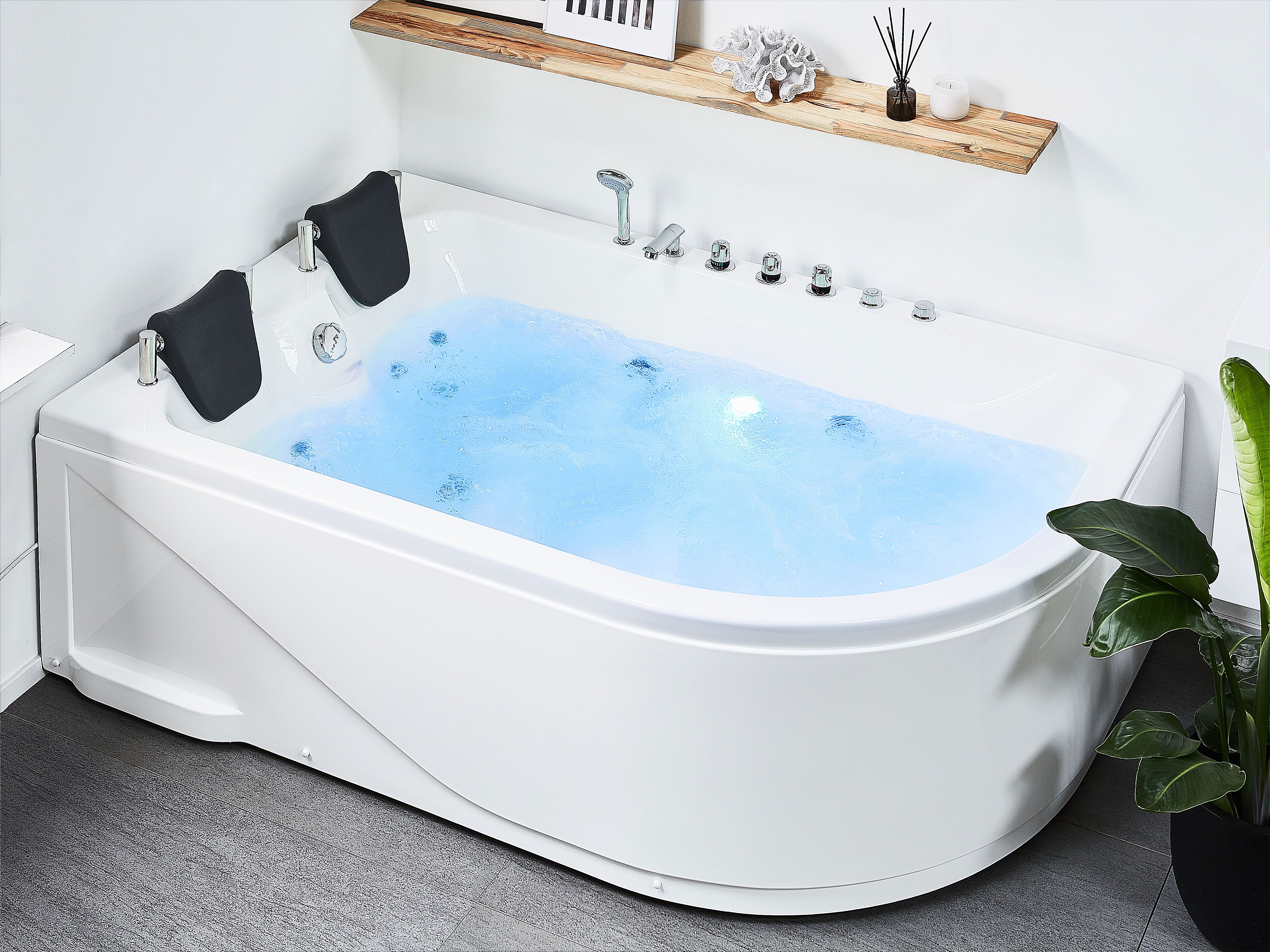 Corner Hot Tub with LED CALAMA Right Hand 1800 x 1200 mm White