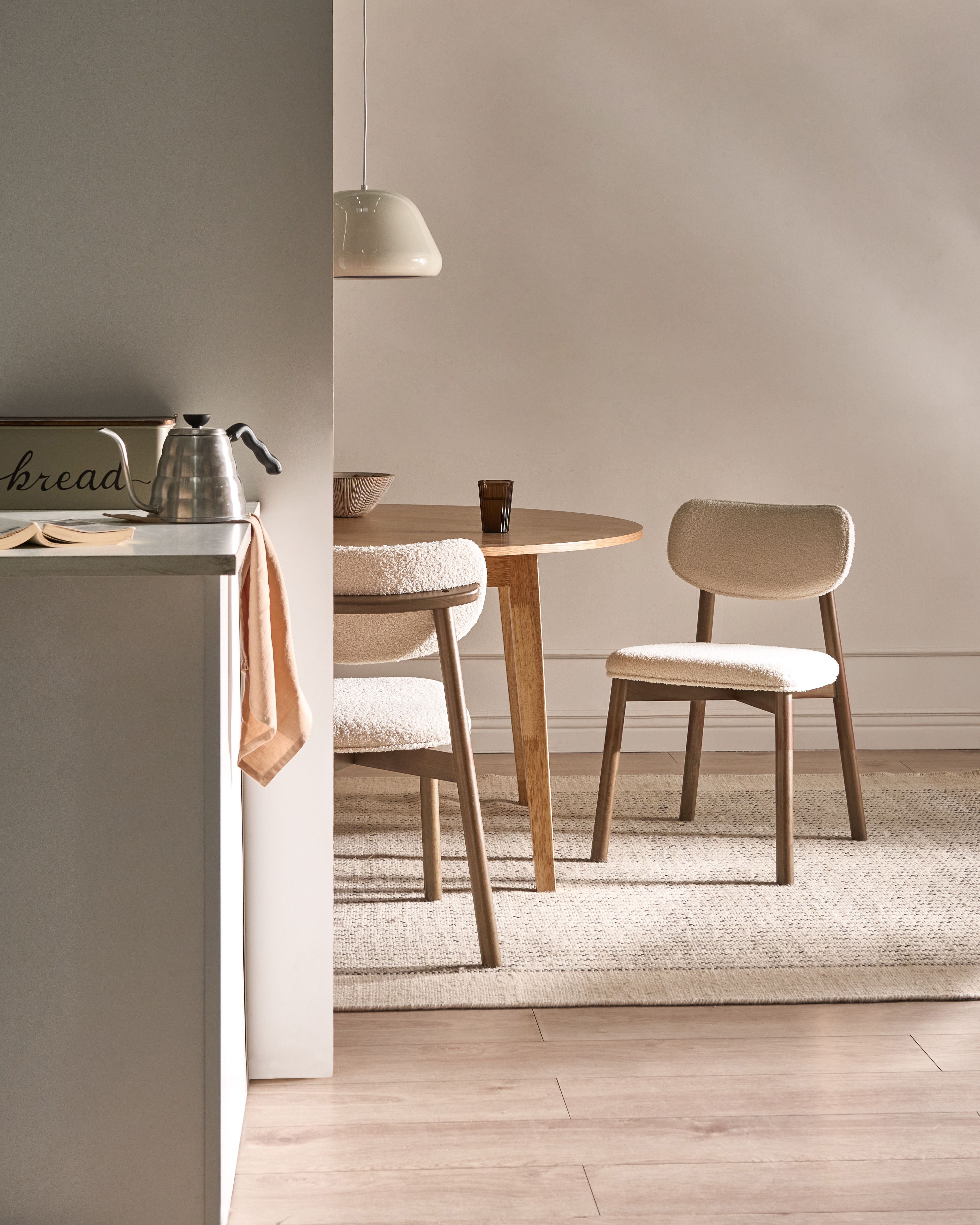 Set of 2 Dining Chairs MILLS Boucle Dark Brown/ Beige