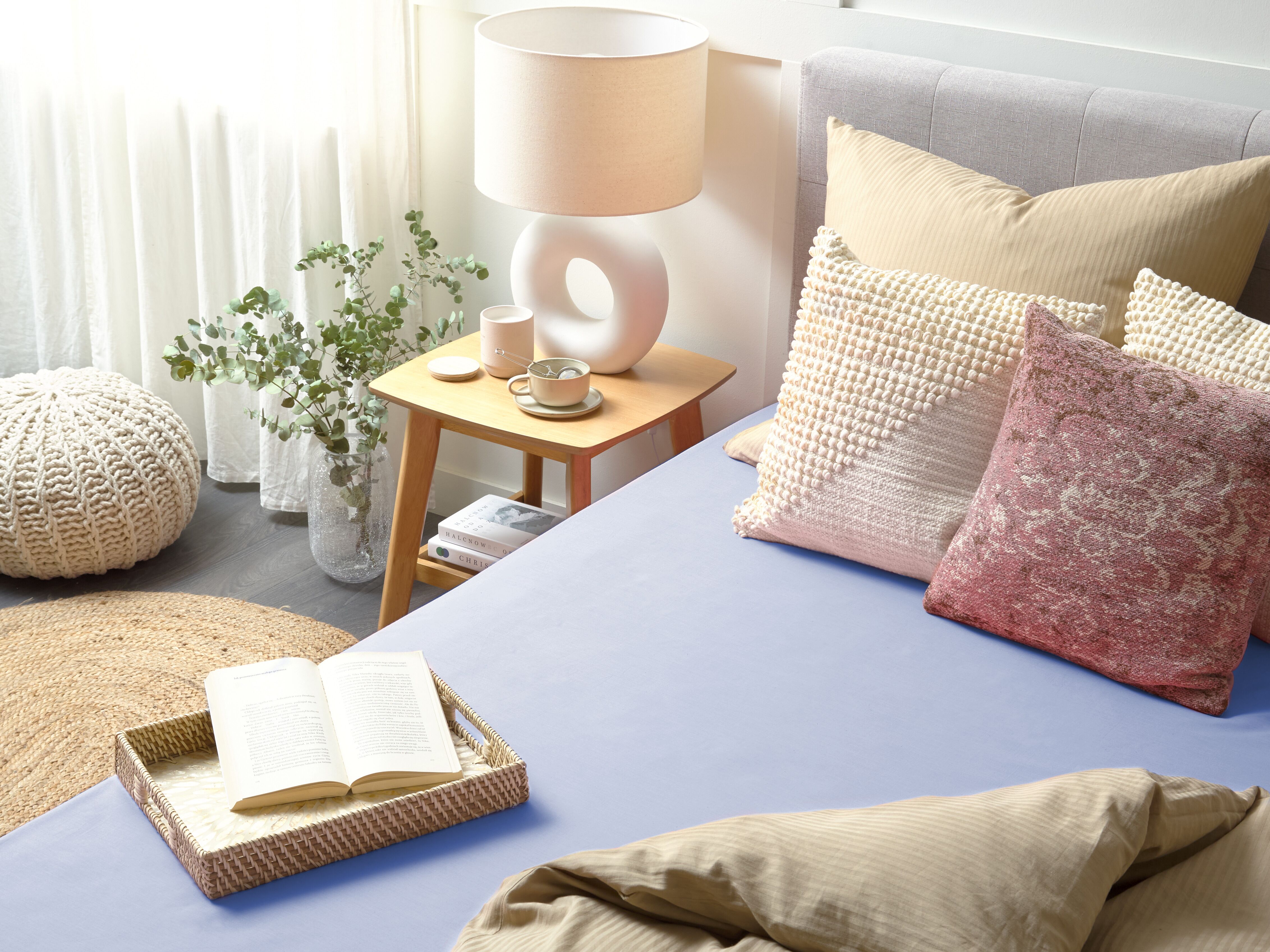 Fitted Sheet JANBU Cotton 200 x 200 cm Light Blue