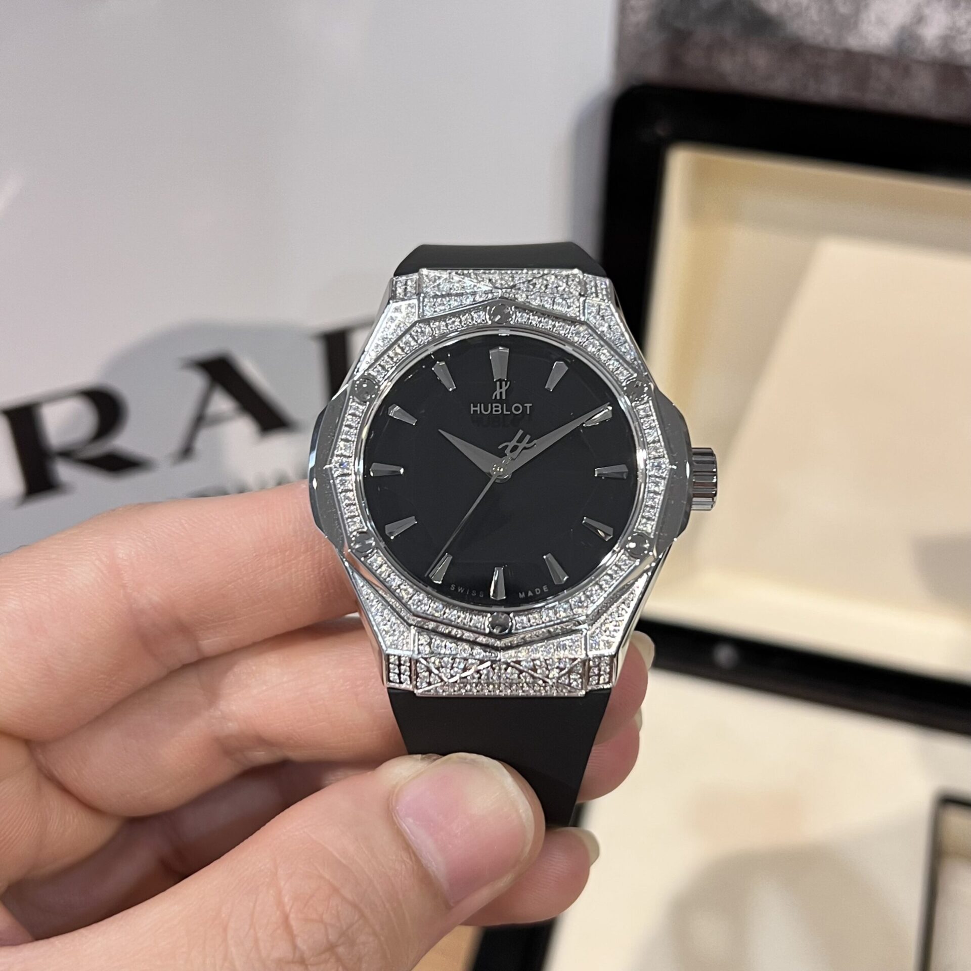 Hublot Replica Watch Orlinski Full Diamond Case Black Dial HBF 40mm - Elite Watch Atelier