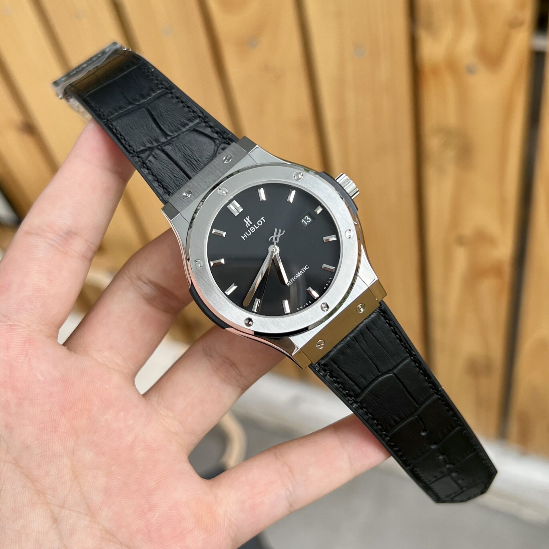 Hublot Replica Watch Classic Fusion Titanium Black Leather Strap JJF 2023 42mm - Top club