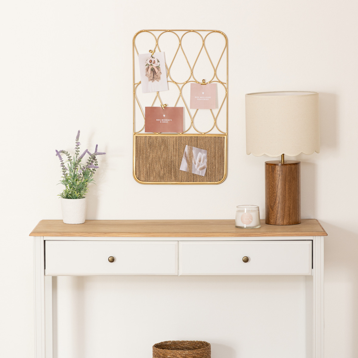 "Lindsay" photo frame Golden metal, Rope, 60x37 cm