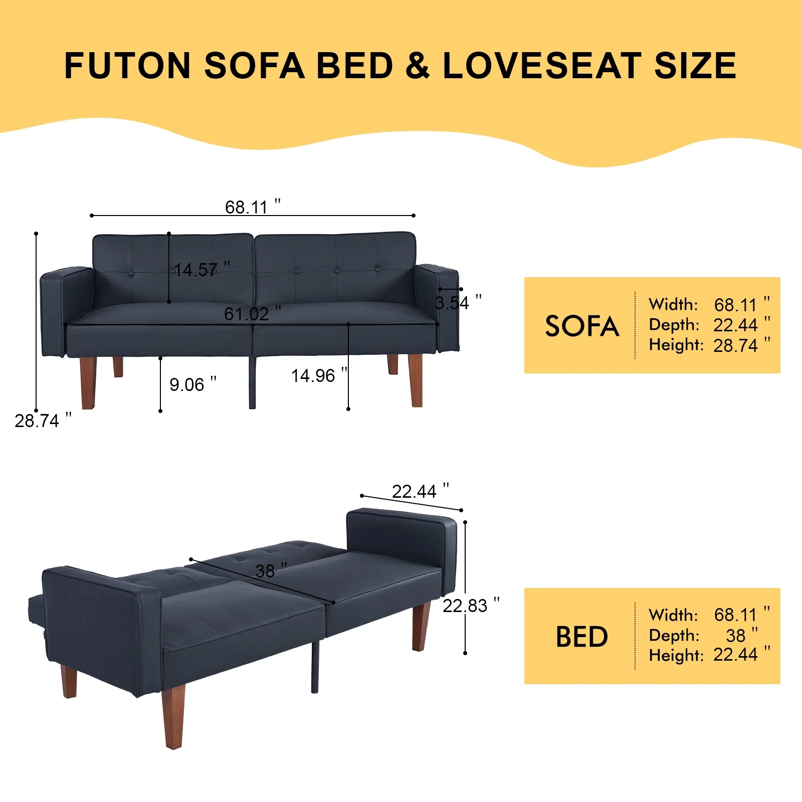 Sofa Bed, Convertible Memory Foam Futon Couch, Adjustable Sleeper Sofa Bed for Living Room, Gray - Image 11