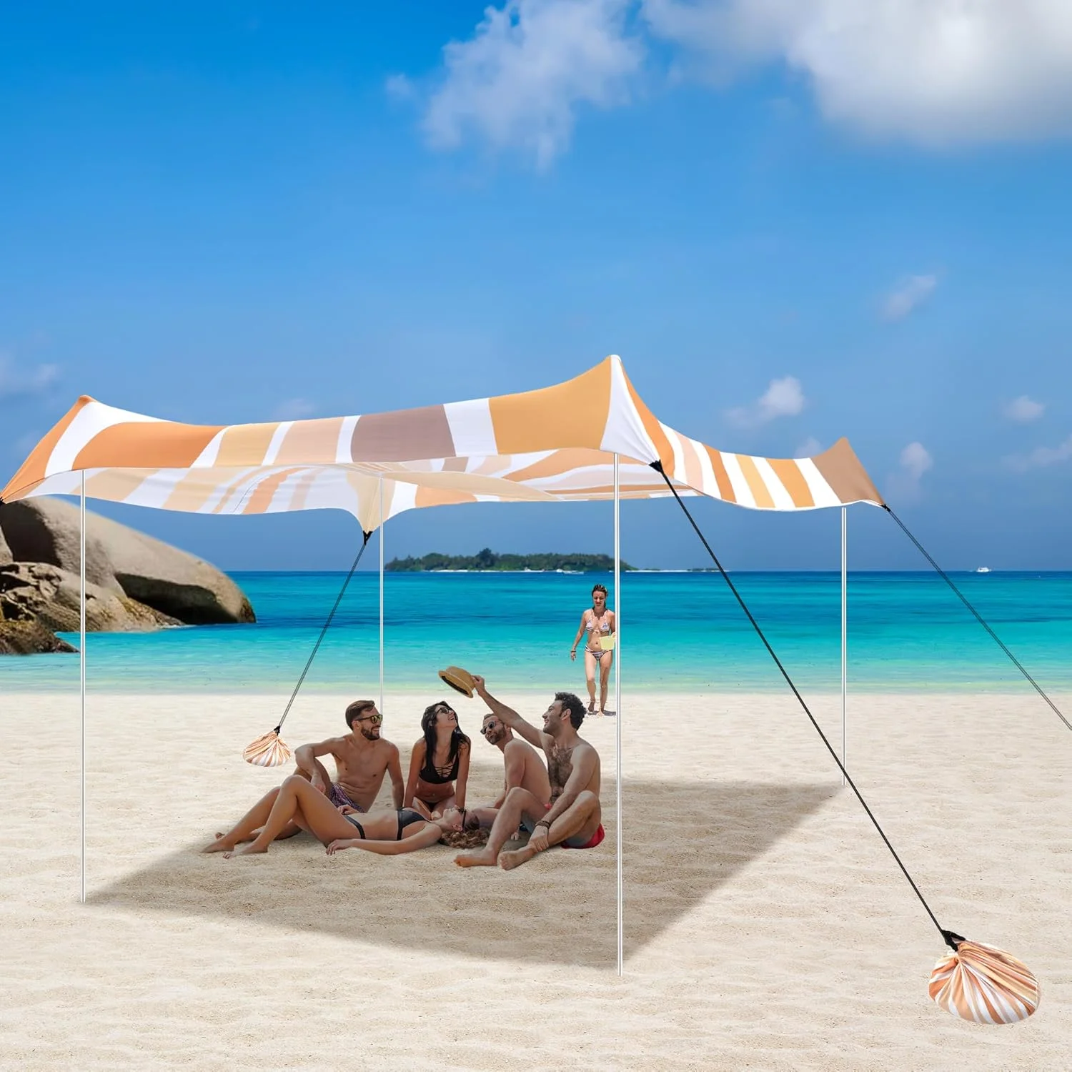 Beach Tent, UPF 50+ Beach Canopy Sun Shade, Portable 10×10 FT Large Pop-Up Beach Tent Sun Shelter with Sand Anchors, Ground Pegs, Easy Setup for Beach, Camping, Park, and Backyard Fun - Image 22