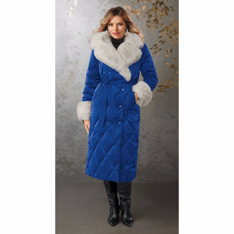 Pia Long Quilted Women's Puffer Coat with Faux-Fur Collar and Cuffs - MIDNIGHT VELVET CATALOG