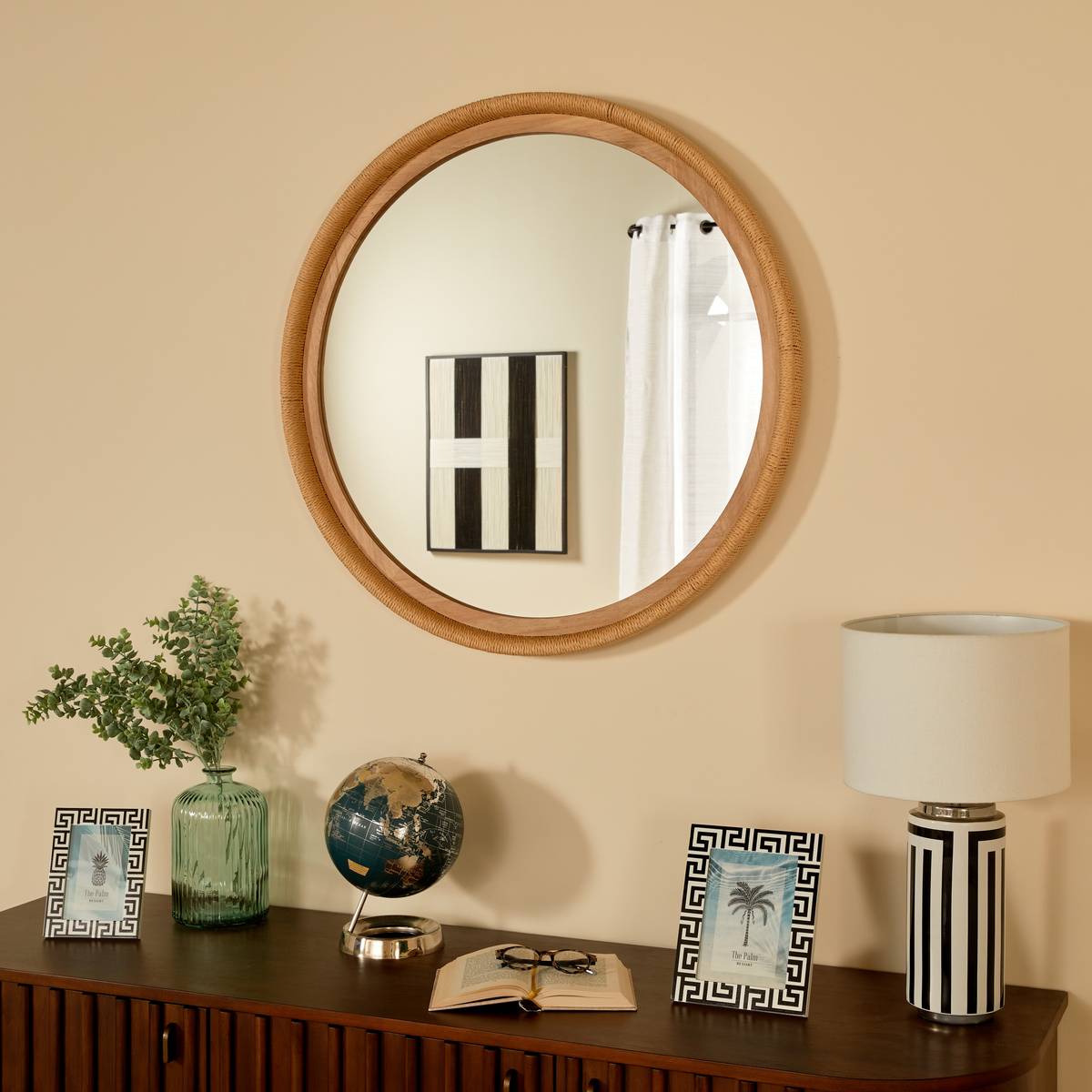 Mirror "Laia" Caramel Brown, D.81.5 cm