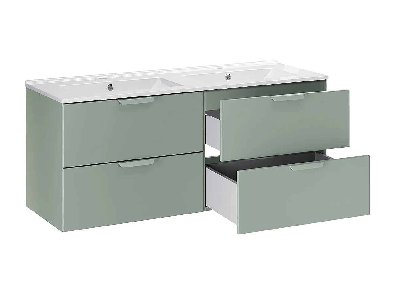 Meuble double vasque encastrée 120cm Oria Vert mat