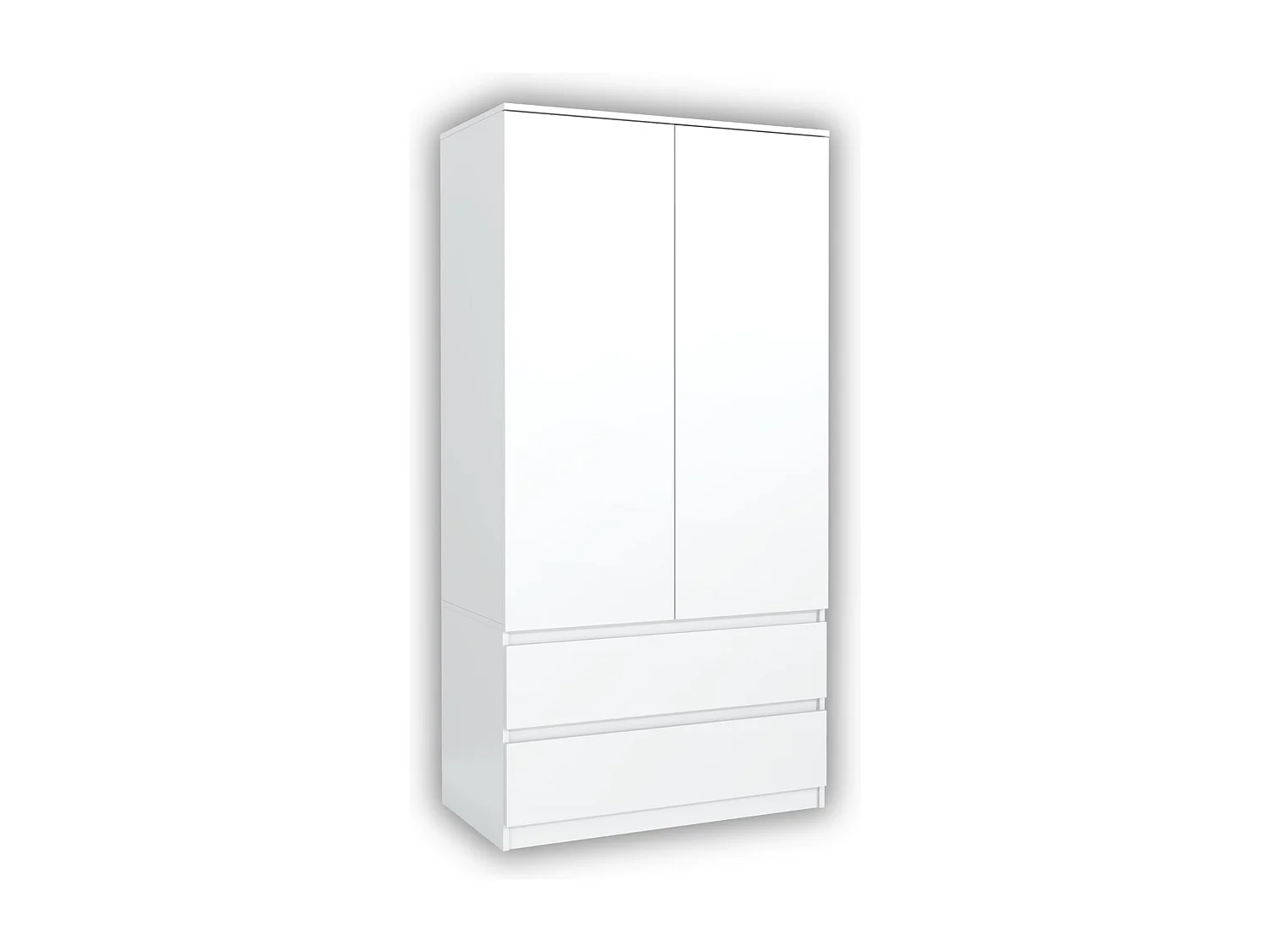 Armoire de Chambre Blanche 180 cm – Dressing avec Penderie et 2 Tiroirs, Meuble de Rangement pour Chambre Adulte, Largeur 90 cm, Placard Moderne  180x90x50 cm