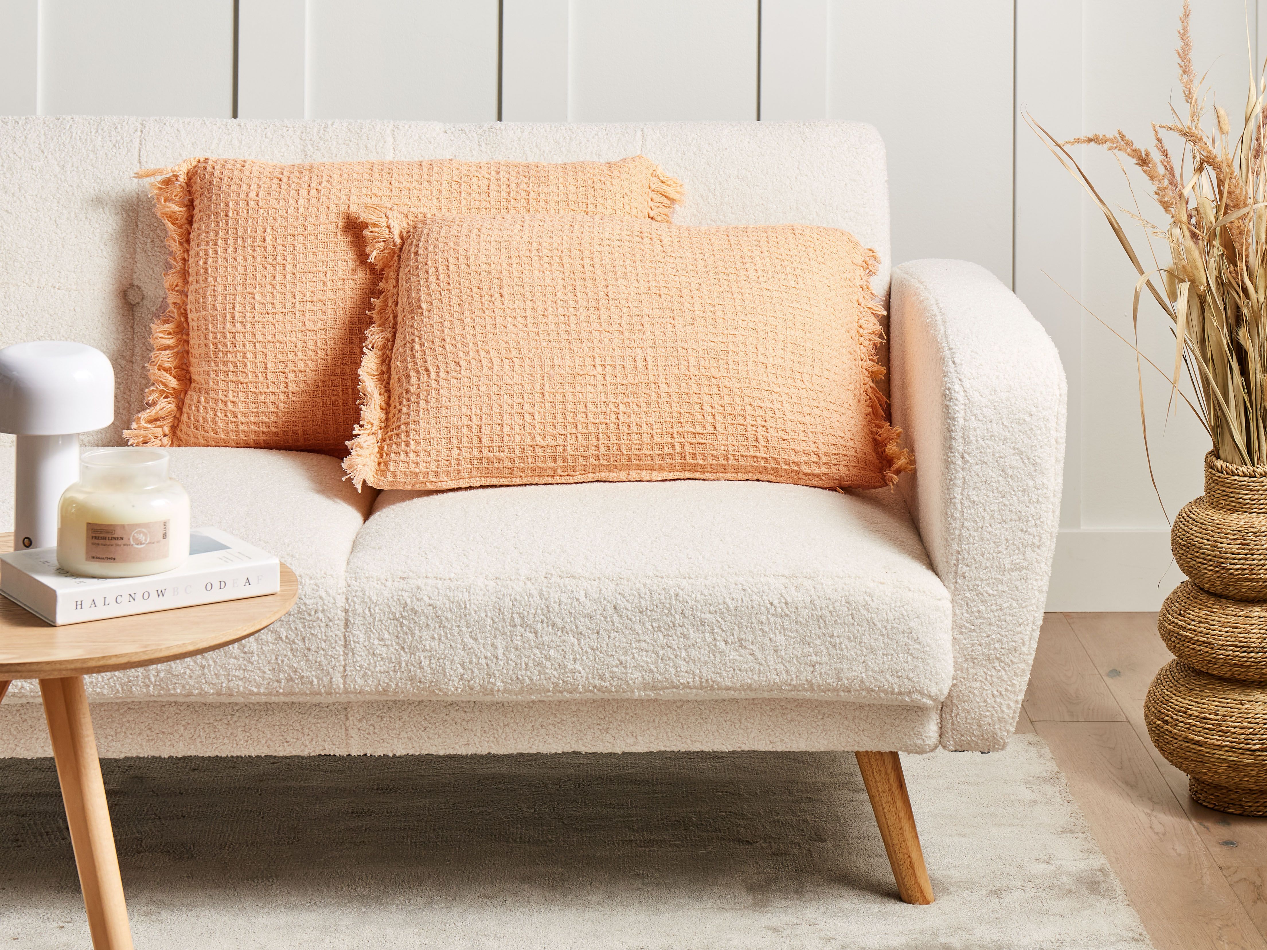 Set of 2 Decorative Cushions TANSY Cotton 40 x 60 cm Orange Solid