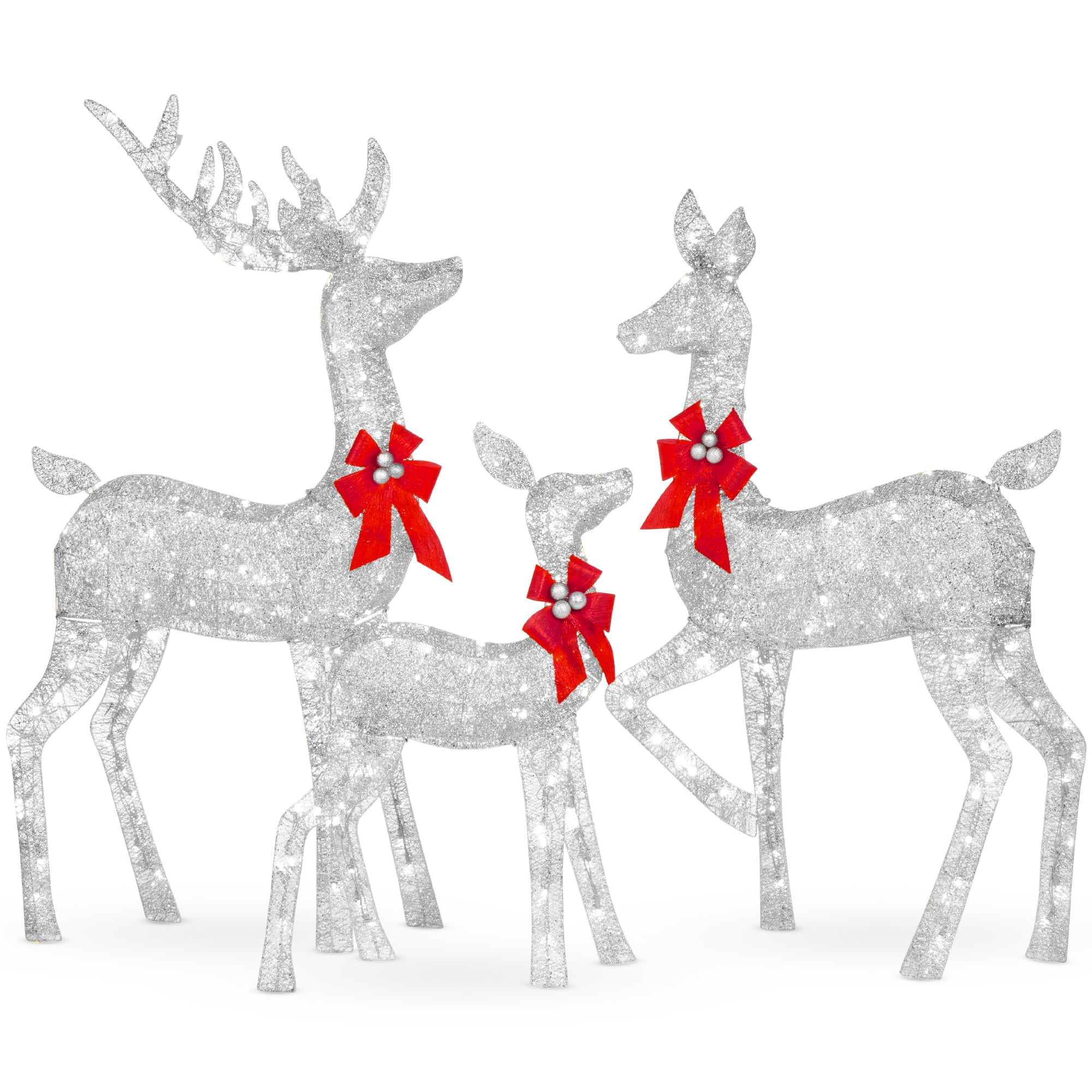 Best Choice Products 6.5ft 3-Piece Lighted Christmas Deer Set Outdoor Yard Decoration w/ 385 LED Lights, Stakes - Gold - Image 12
