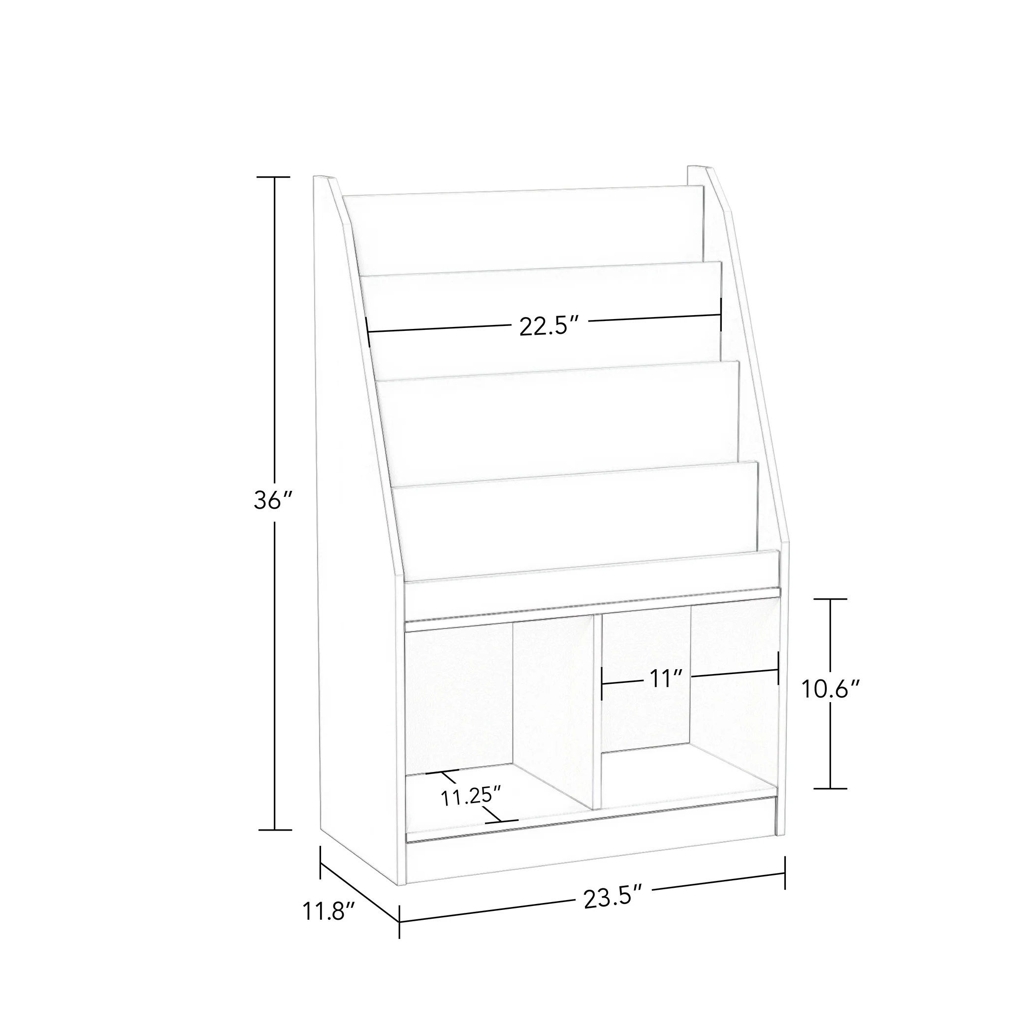 RiverRidge Kid Bookshelf Toy Storage Organizer with 4 Bookracks 2 Cubbies and 2 Gray Bins - Image 10