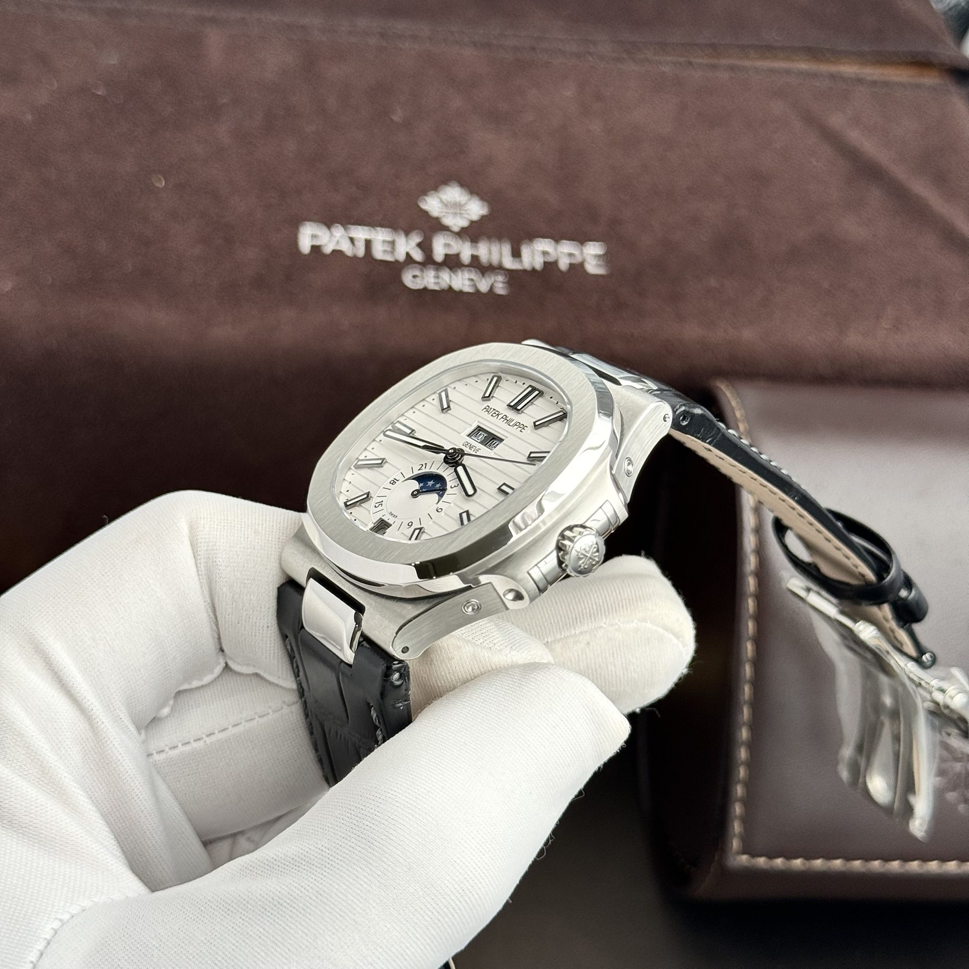 Patek Philippe Rep 11 Watch Nautilus 5726 Men s Leather Strap Factory GR 40.5mm - Top club