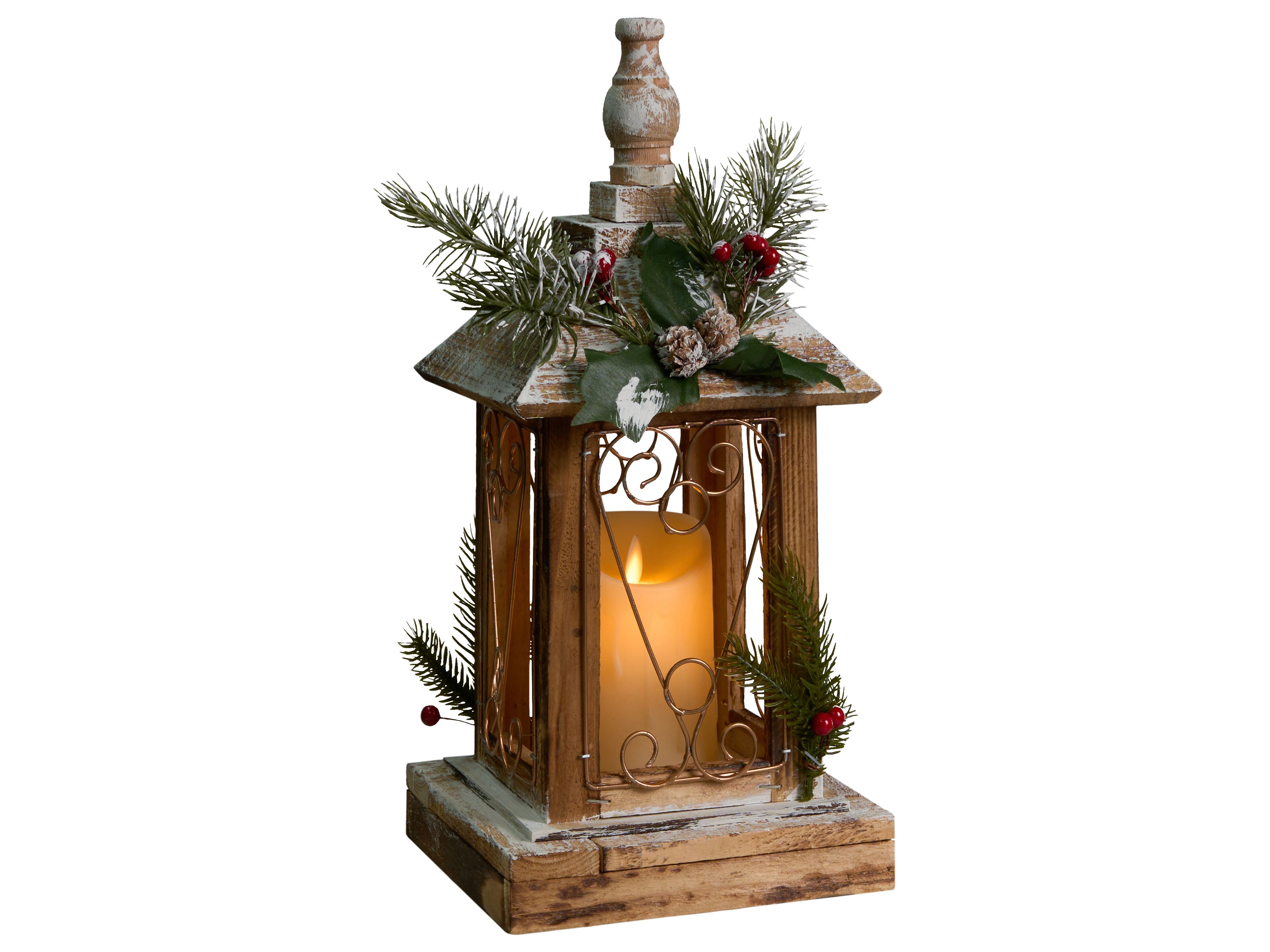 LED Lantern SAIMA Christmas Motif 40 cm Dark Brown