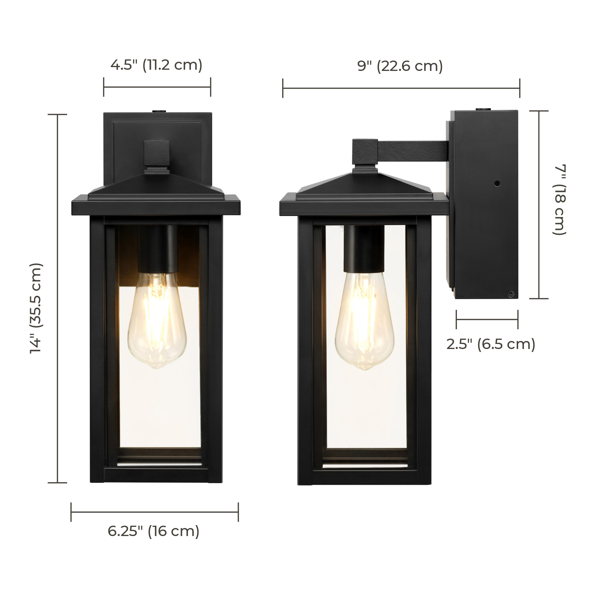 Globe Electric 14' Matte Black Outdoor Wall Light with GFCI Outlet - Image 2