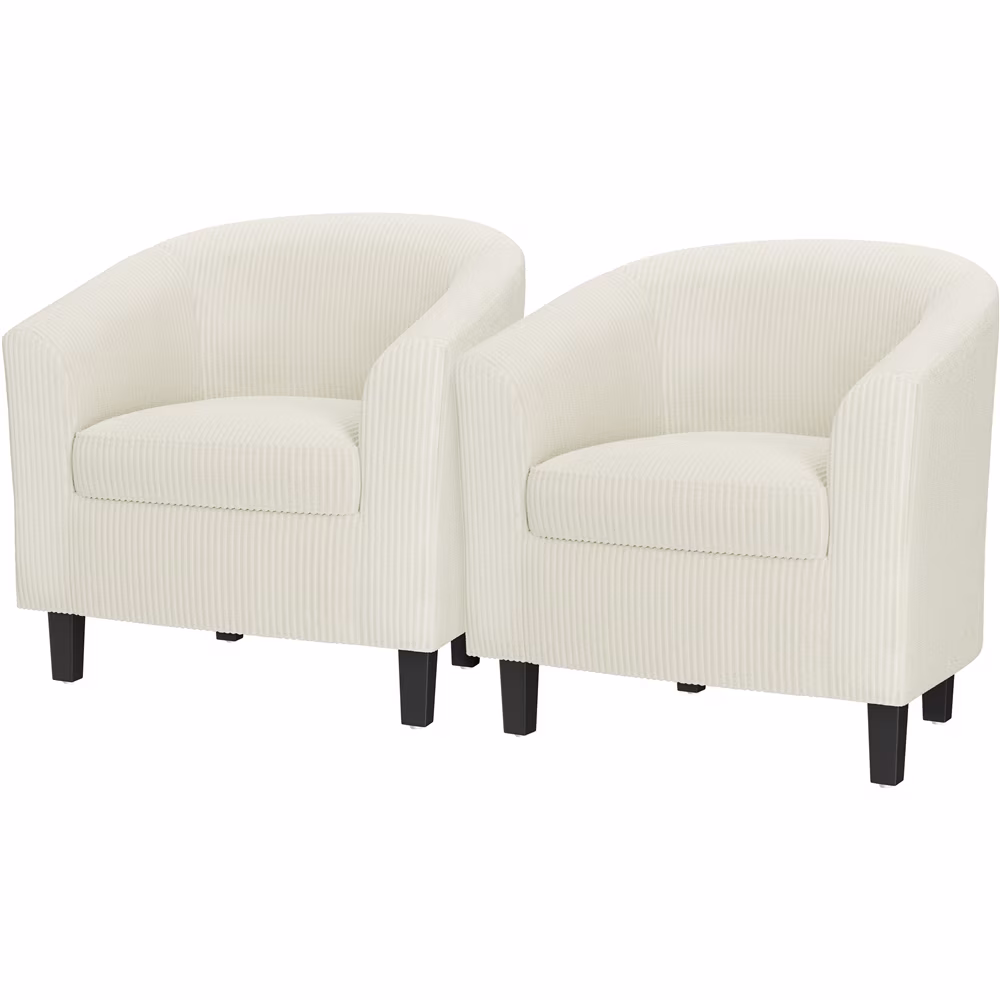 Renwick Faux Leather Barrel Accent Chair for Living Room, Set of 2, Black - Image 3