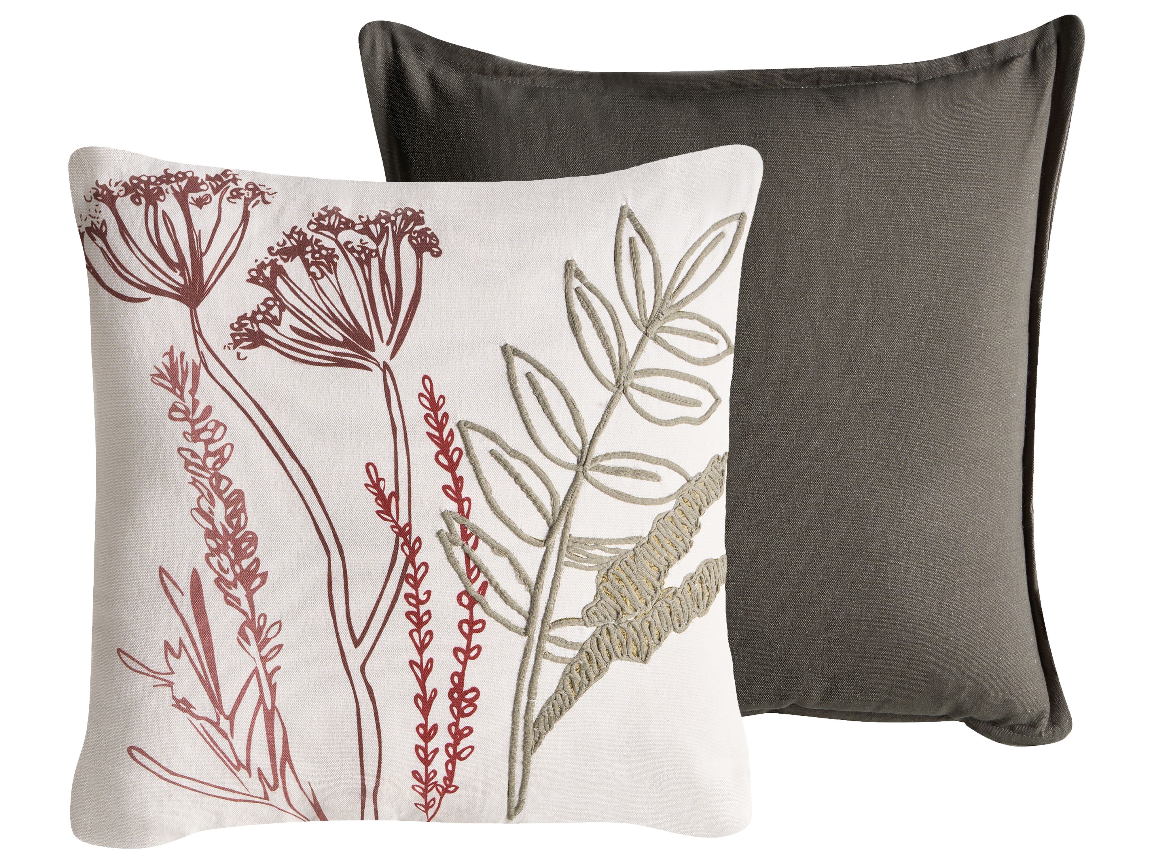 Set of 2 Decorative Cushions AGLAIA Cotton 45 x 45 cm White Floral Pattern