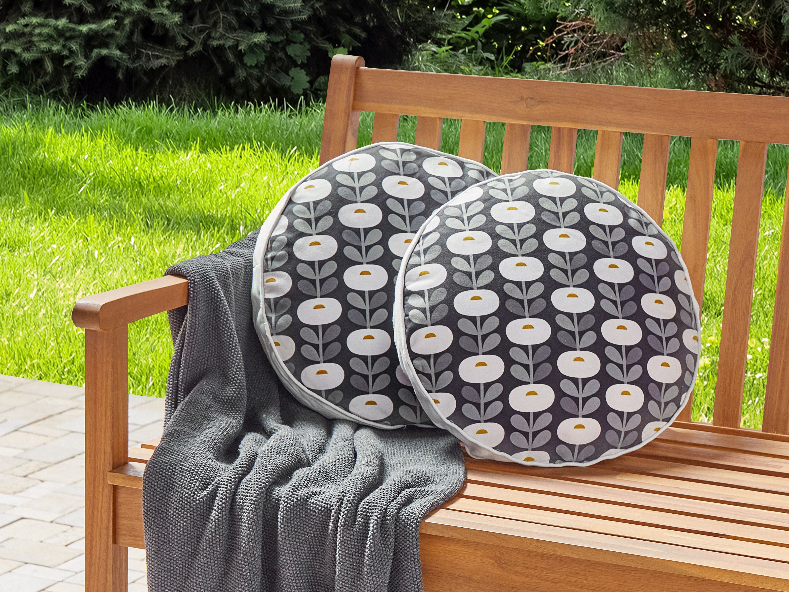 Set of 2 Outdoor Cushions VALSORDA Geometric Pattern 40 x 40 cm Grey