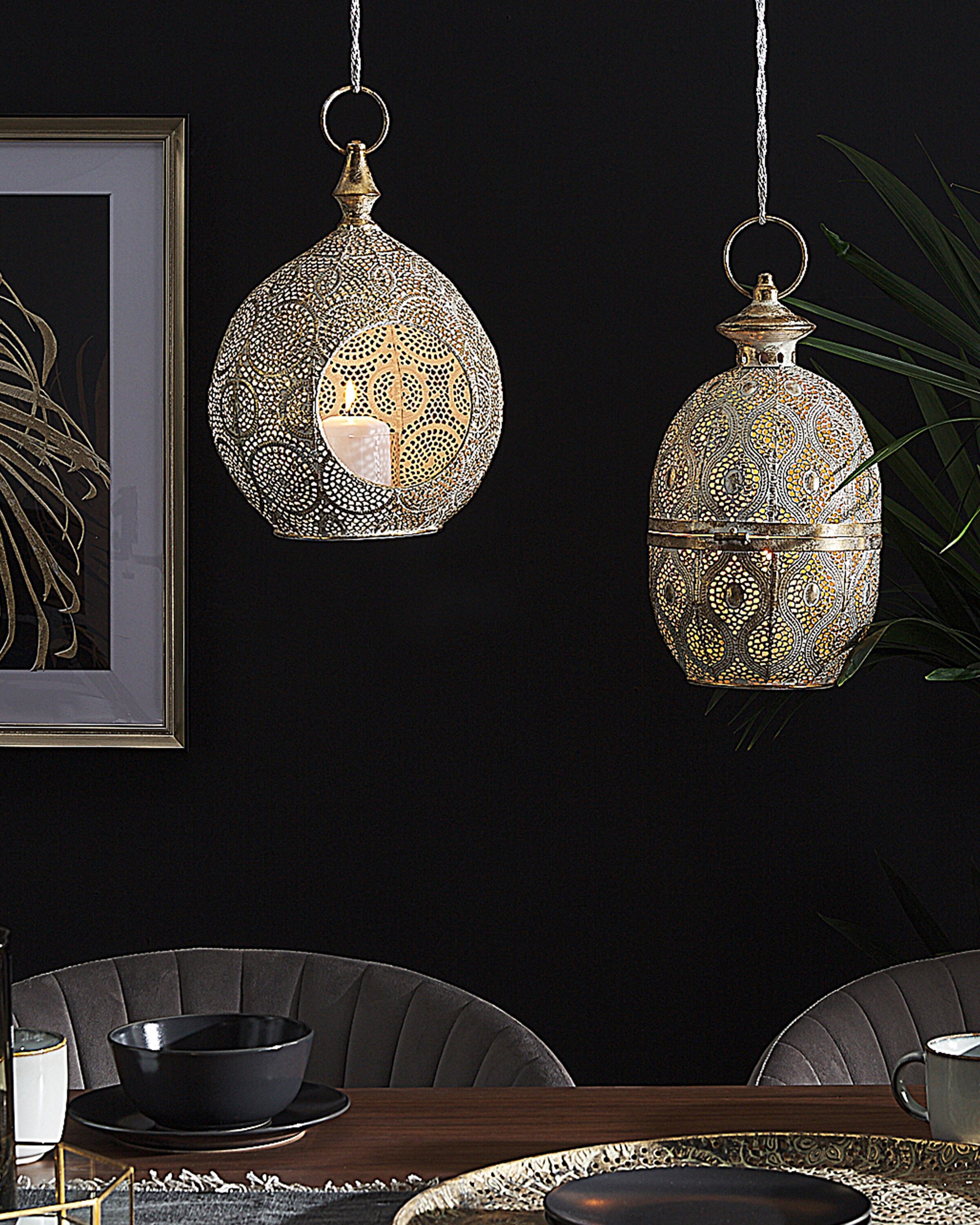 Lantern AMORGOS Metal 34 cm Gold