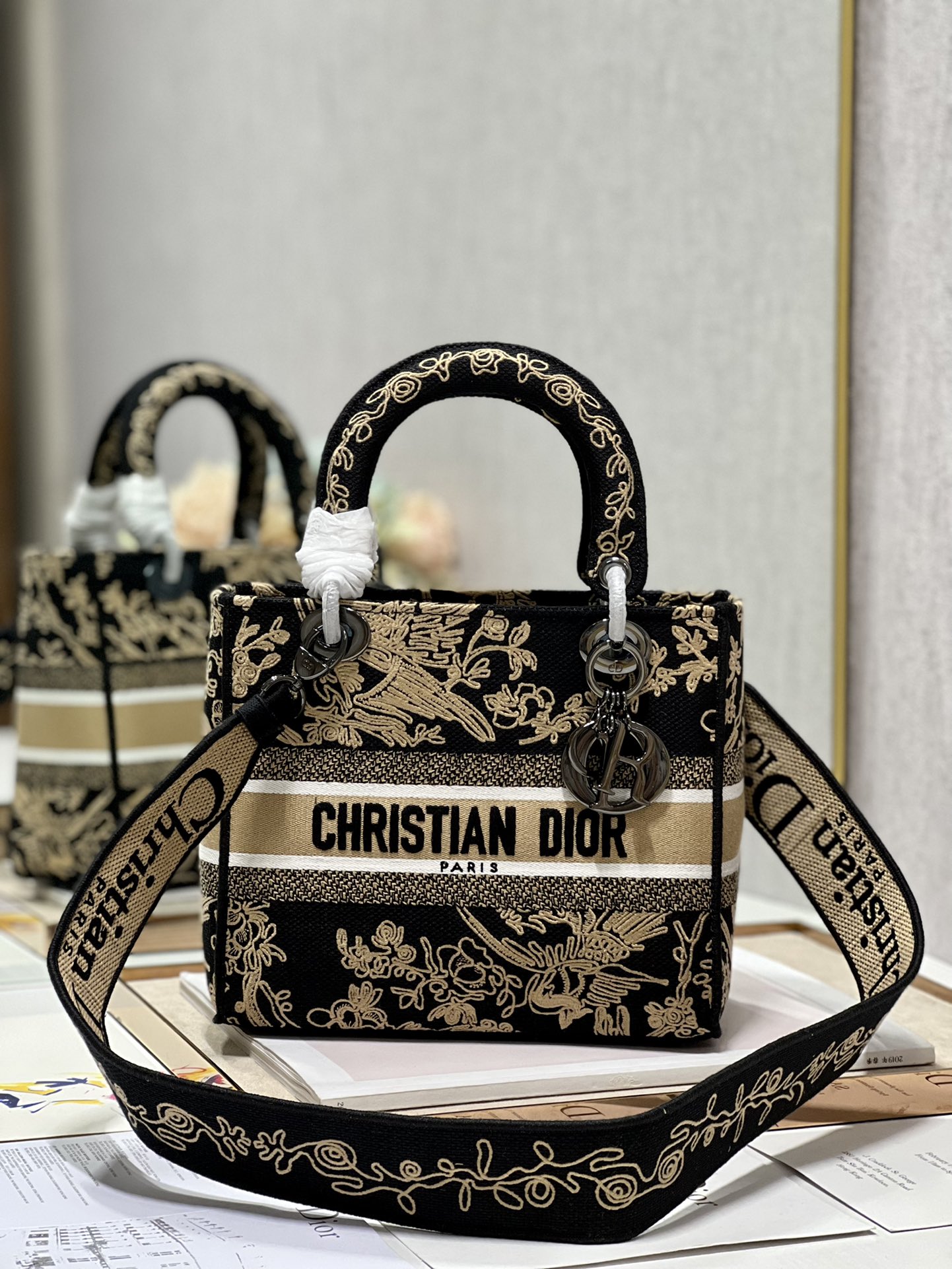Medium Lady D-Lite Bag Beige For Women 9.5in/24cm1:1High-quality replica