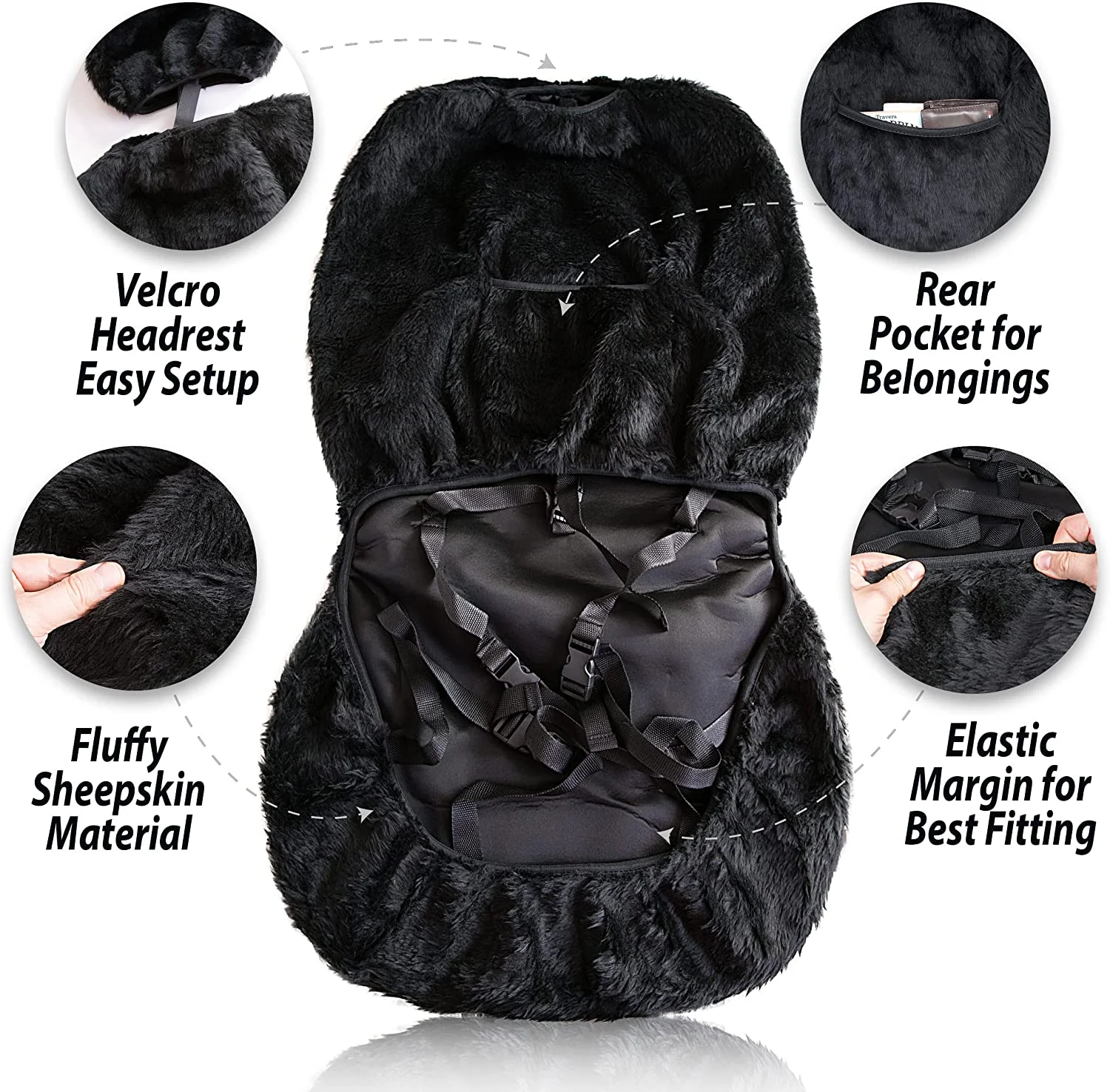 Zone Tech Genuine Sheepskin Ivory Car Seat Cover, Fluffy Luxury Wool Front Seat Covers, Universal Fits Car, Truck, SUV, & Van - Image 20